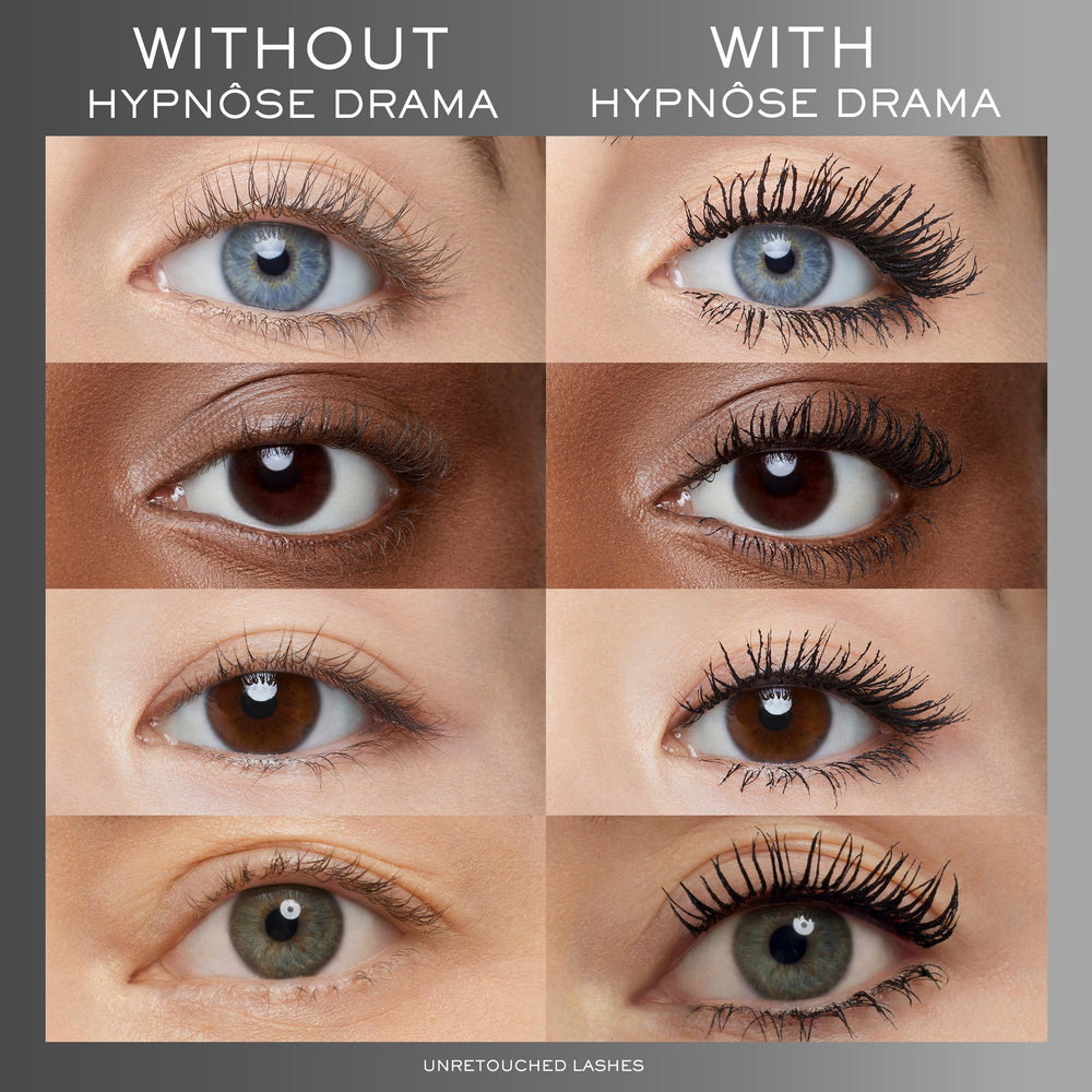 Lancôme Hypnôse Drama Extreme packaging opened to reveal travel-size mascara.