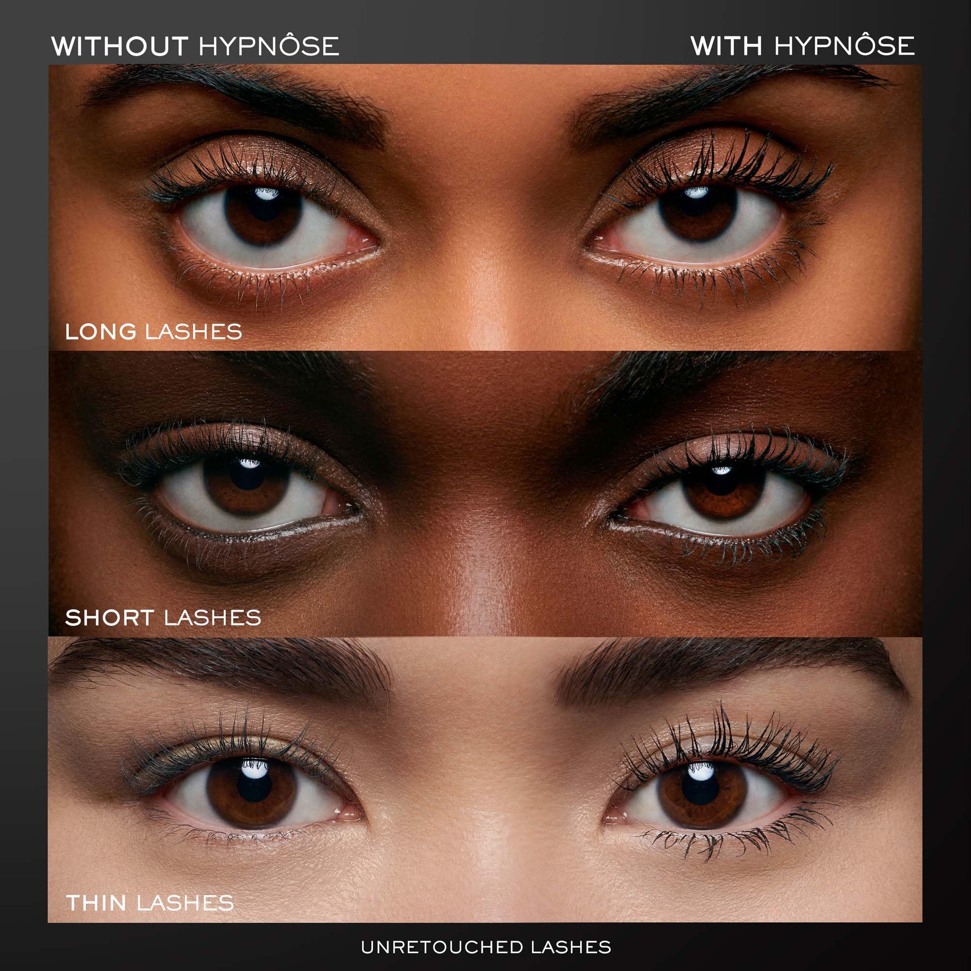 Lancôme Hypnôse POWERFULL brush thickening lashes from root to tip.