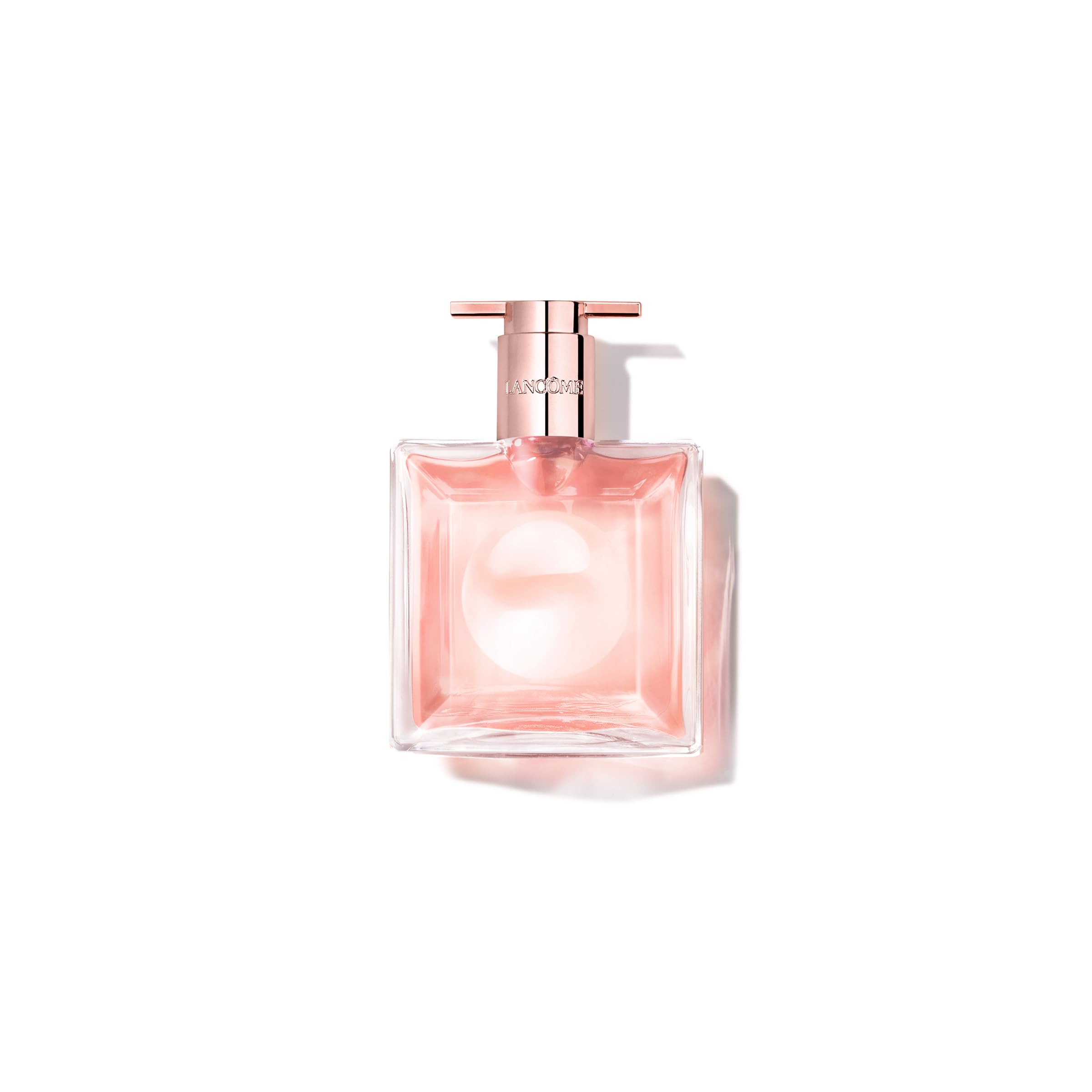 Lancôme Idôle bottle closeup showing sleek design for modern elegance.