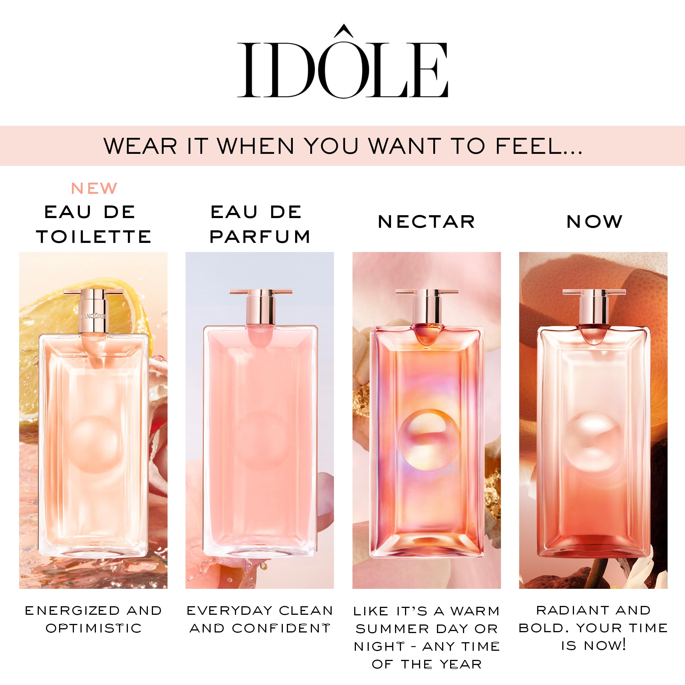 Lancôme Idôle packaging box showcases sleek design for everyday gifting.