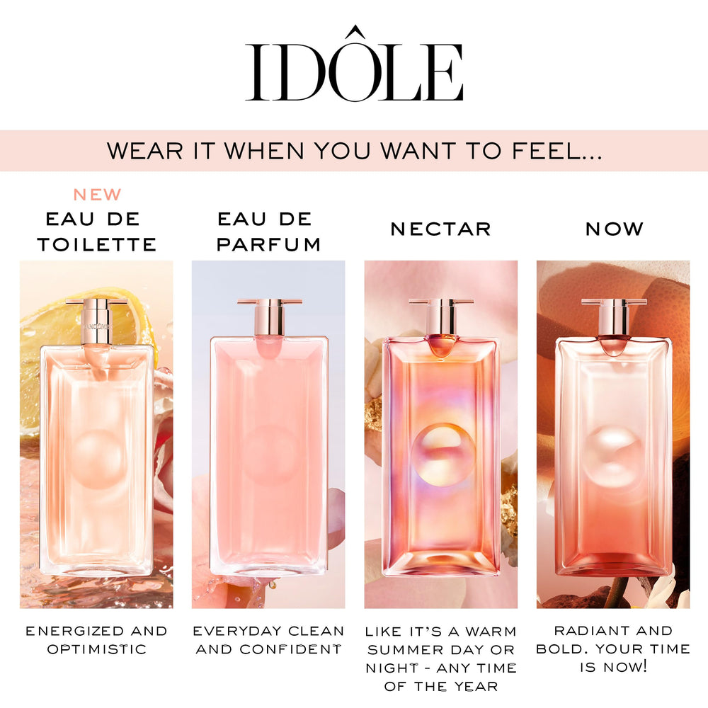 Lancôme Idôle packaging box showcases sleek design for everyday gifting.