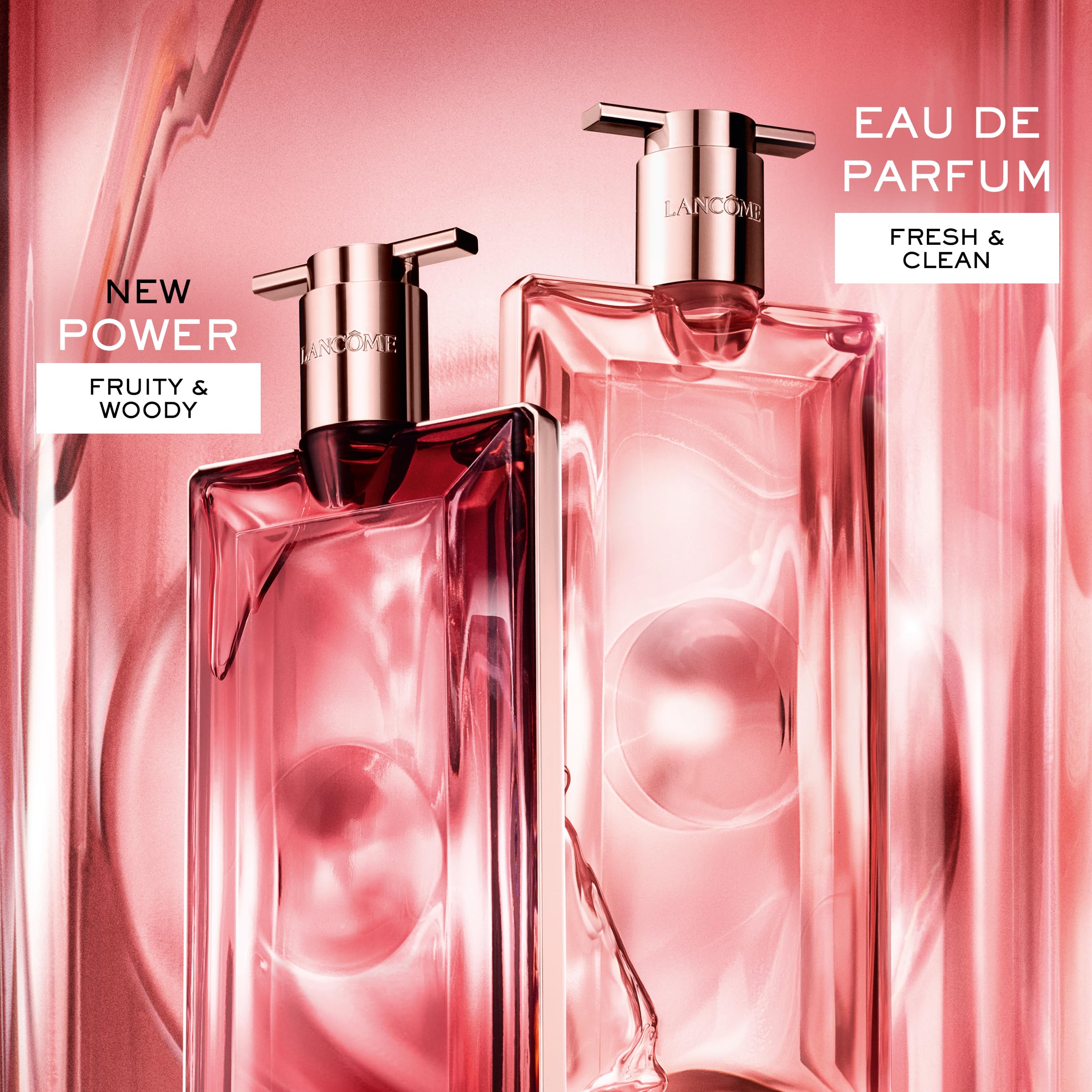 Lancôme Idôle Power EDP Intense rose-heart composition conveys empowering, confident aura