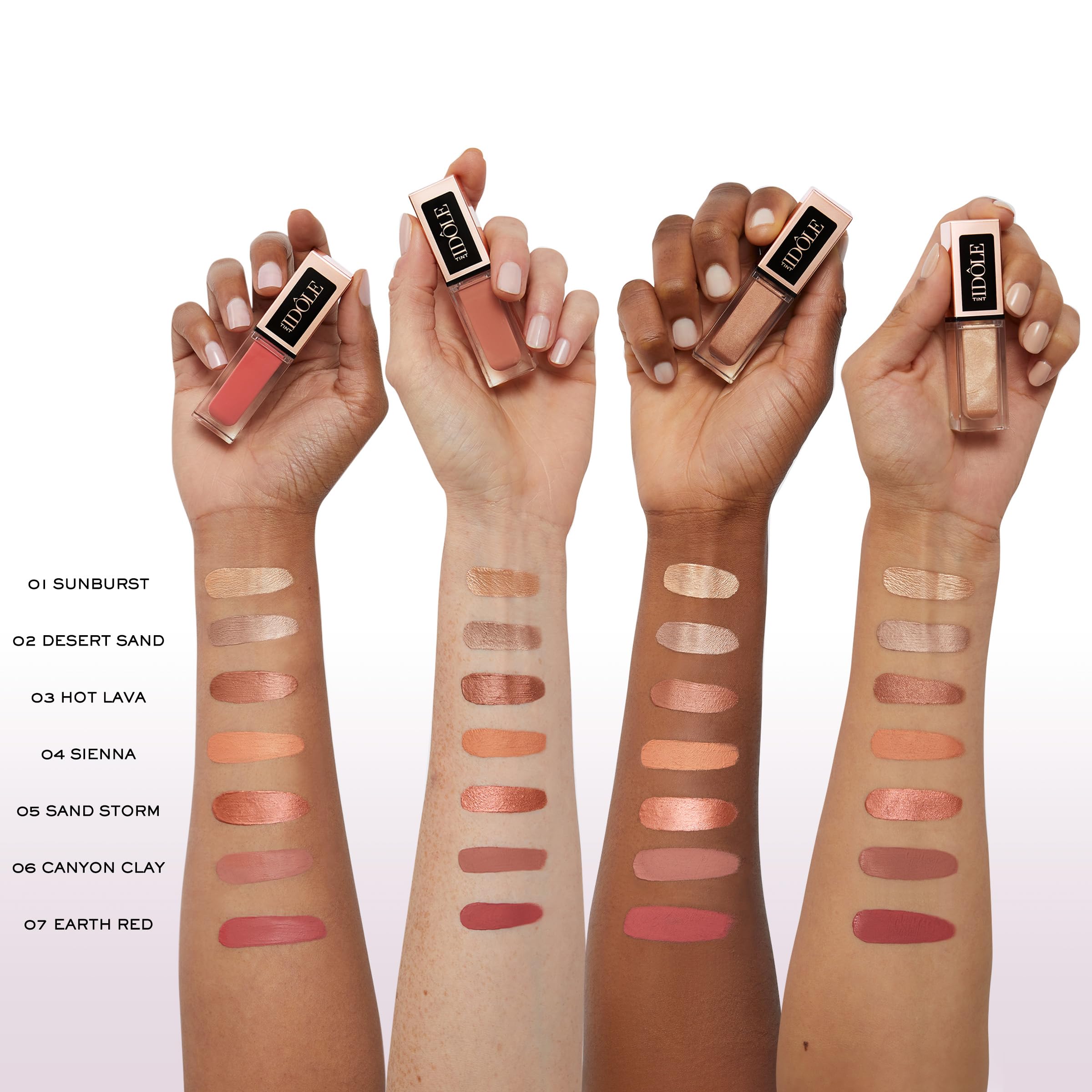 Lancôme Idôle Tint shimmer shade swatch demonstrates glow and high-impact shine