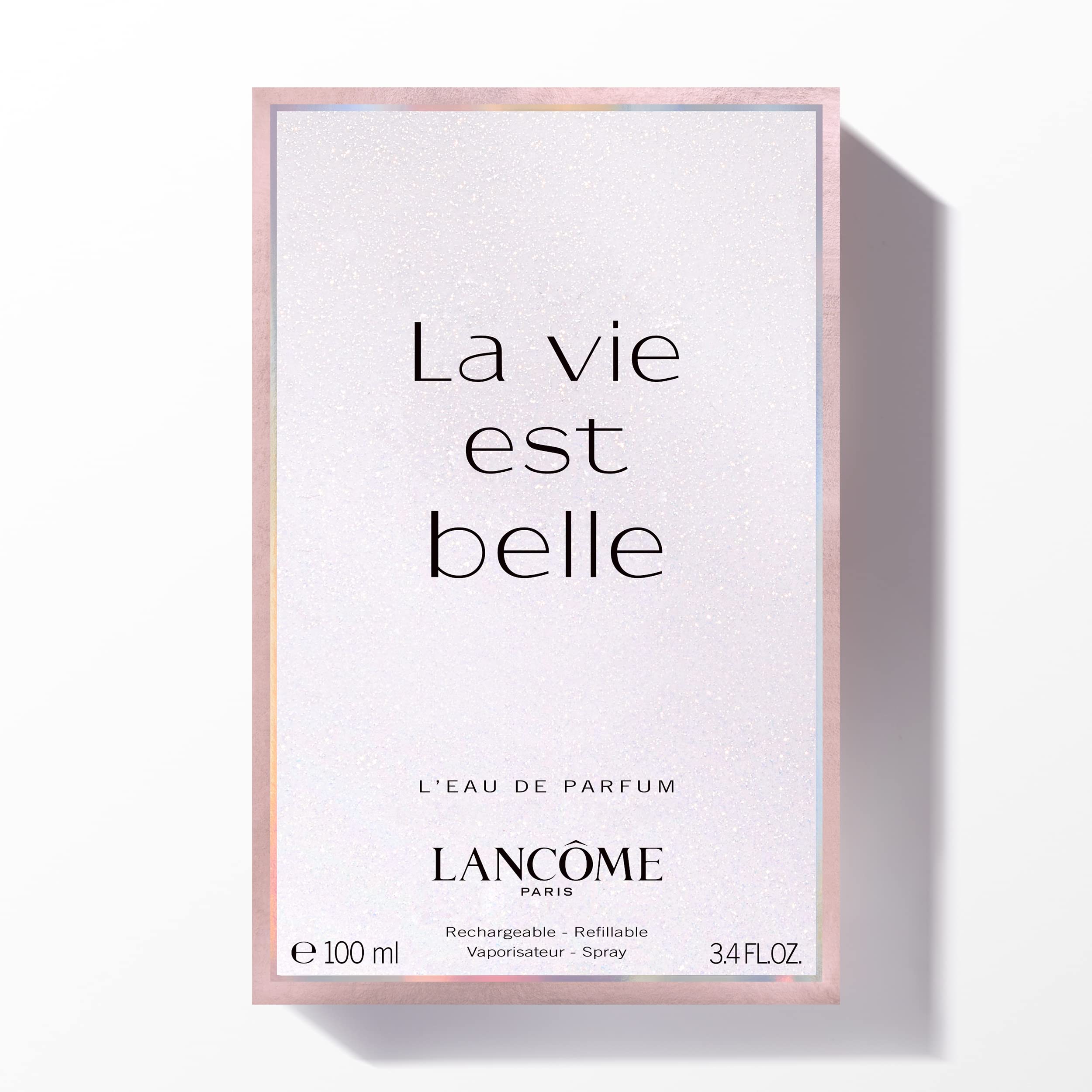 Lancôme La Vie Est Belle 3.4 oz bottle size on dresser top