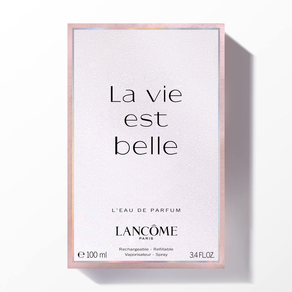 Lancôme La Vie Est Belle 3.4 oz bottle size on dresser top