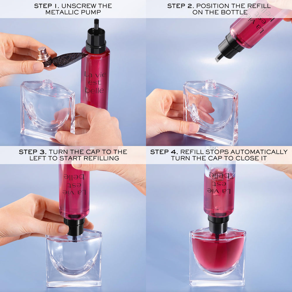 Lancôme La Vie Est Belle L'Elixir bottle with bergamot and violet notes.
