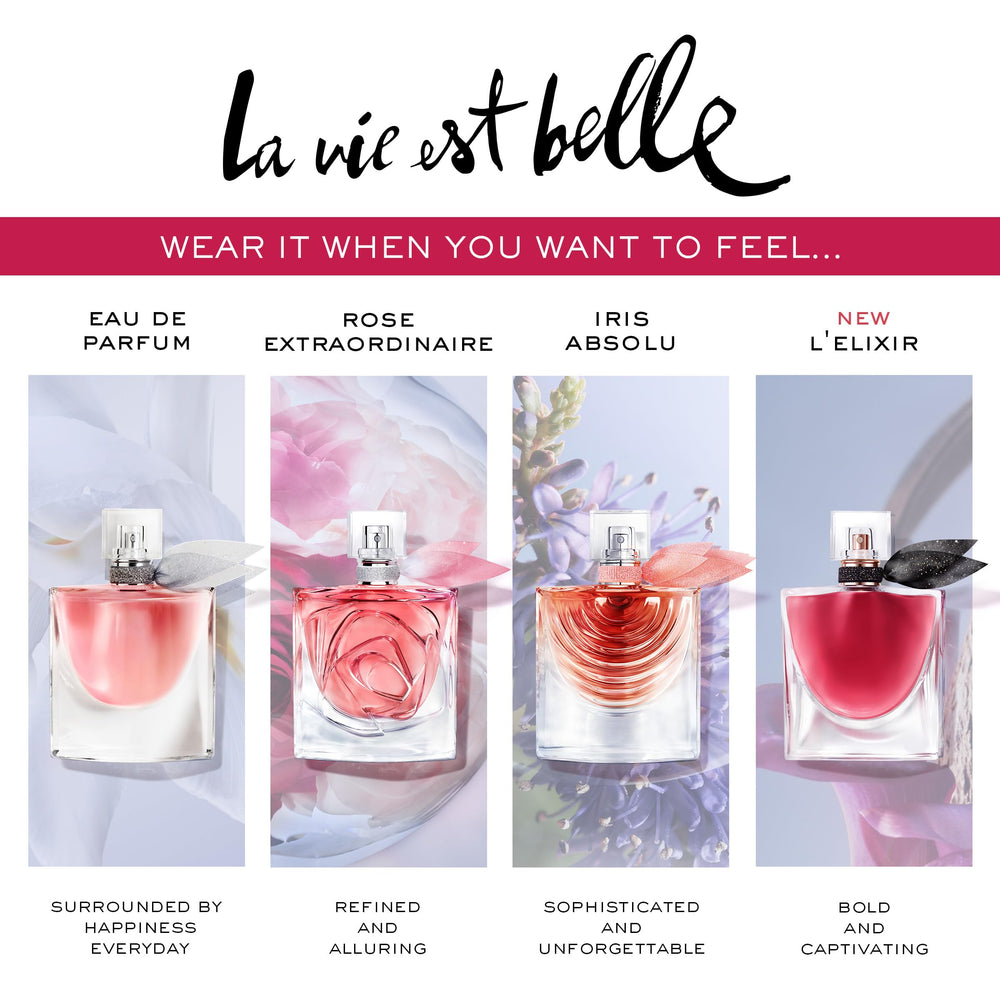 Lancôme La Vie Est Belle L'Elixir packaging image with elegant design.