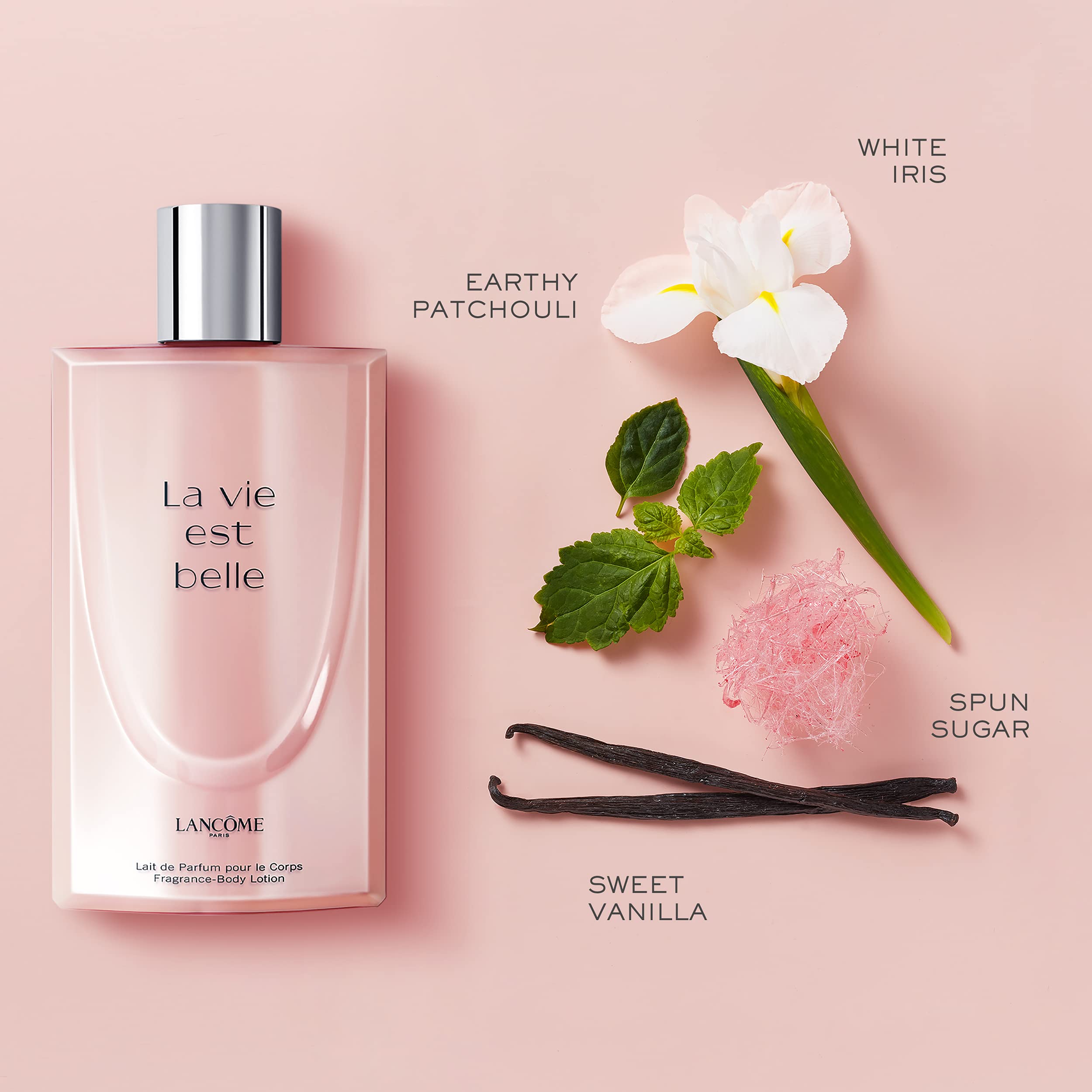 Lancôme La Vie Est Belle body lotion texture reveals smooth, hydrated skin.