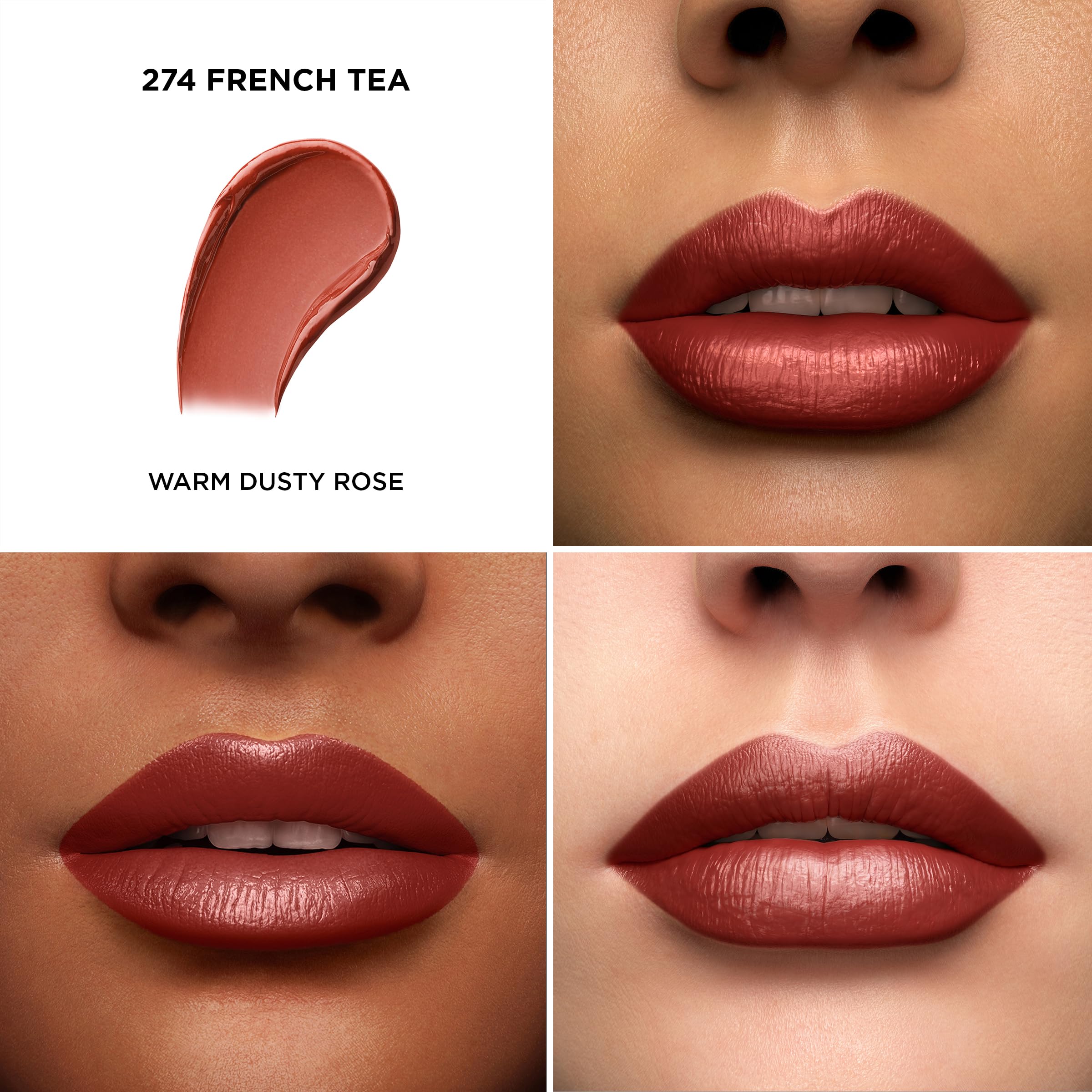 Lancôme L'Absolu Rouge creamy texture closeup highlights luxurious color application.