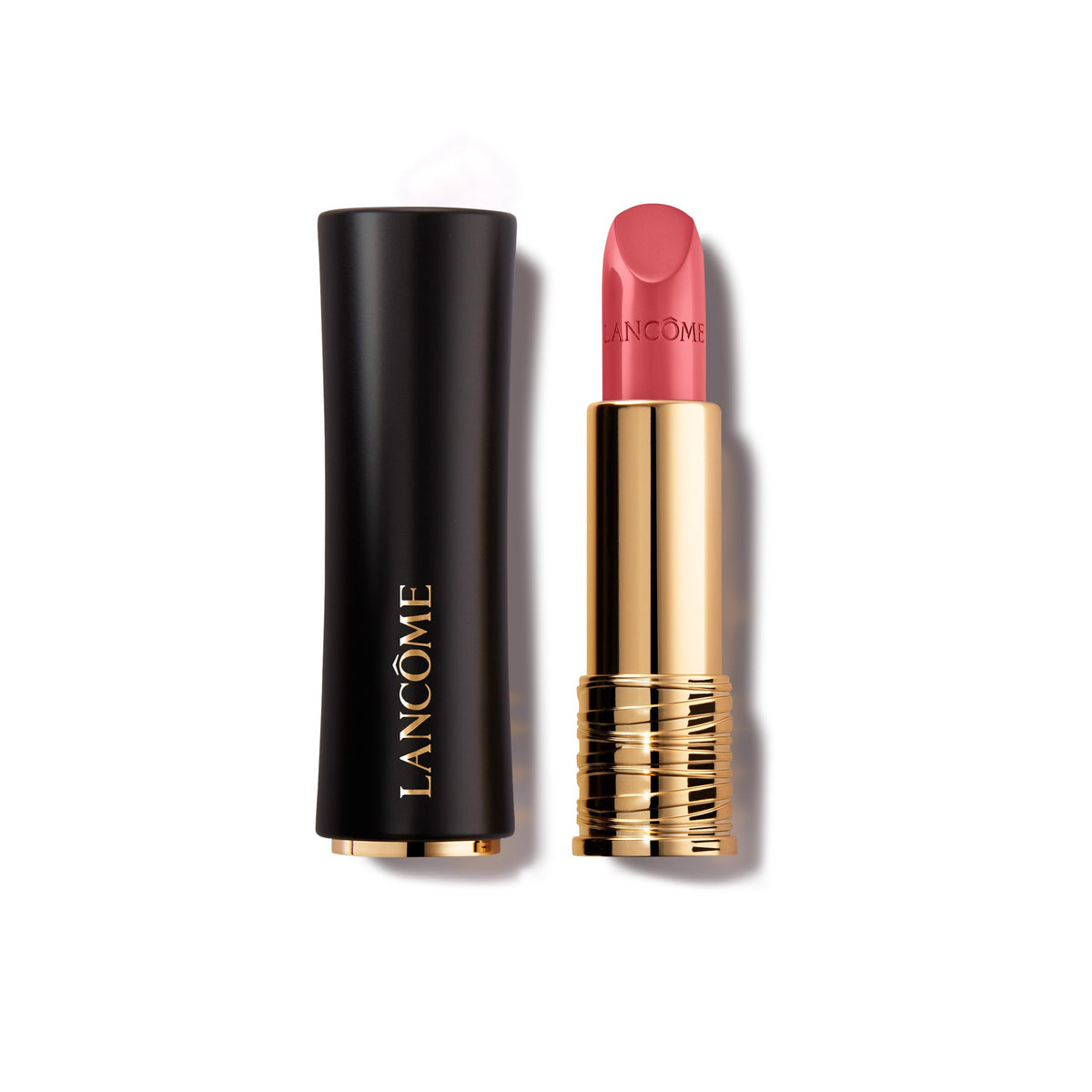 Lancôme L'Absolu Rouge lipstick swirl demonstrates creamy texture for smooth, comfortable application.