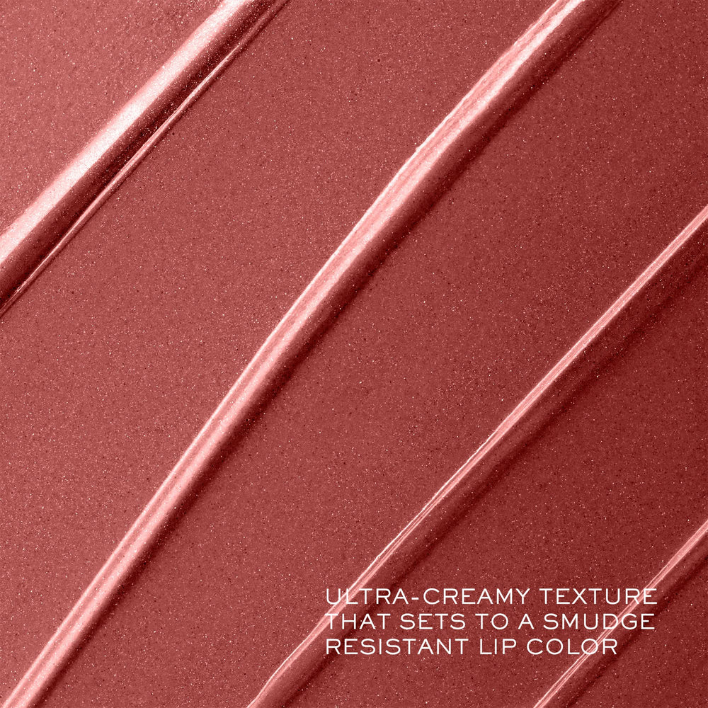 Lancôme L'Absolu Rouge Mon Macaron swatch shows smooth lips and long-lasting color.