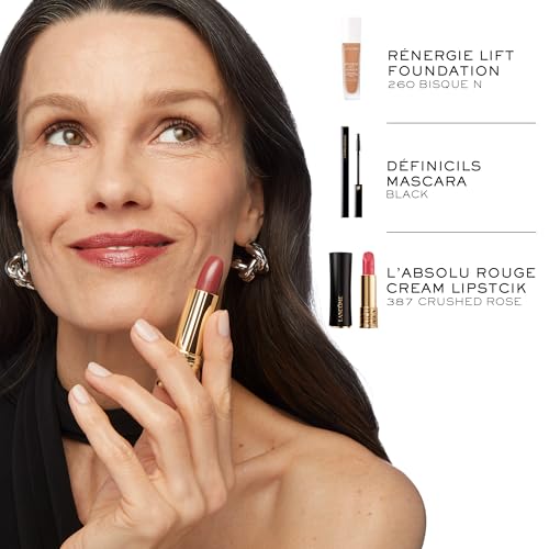 Lancôme L'Absolu Rouge shade Crème De Marron on lips with warm tones