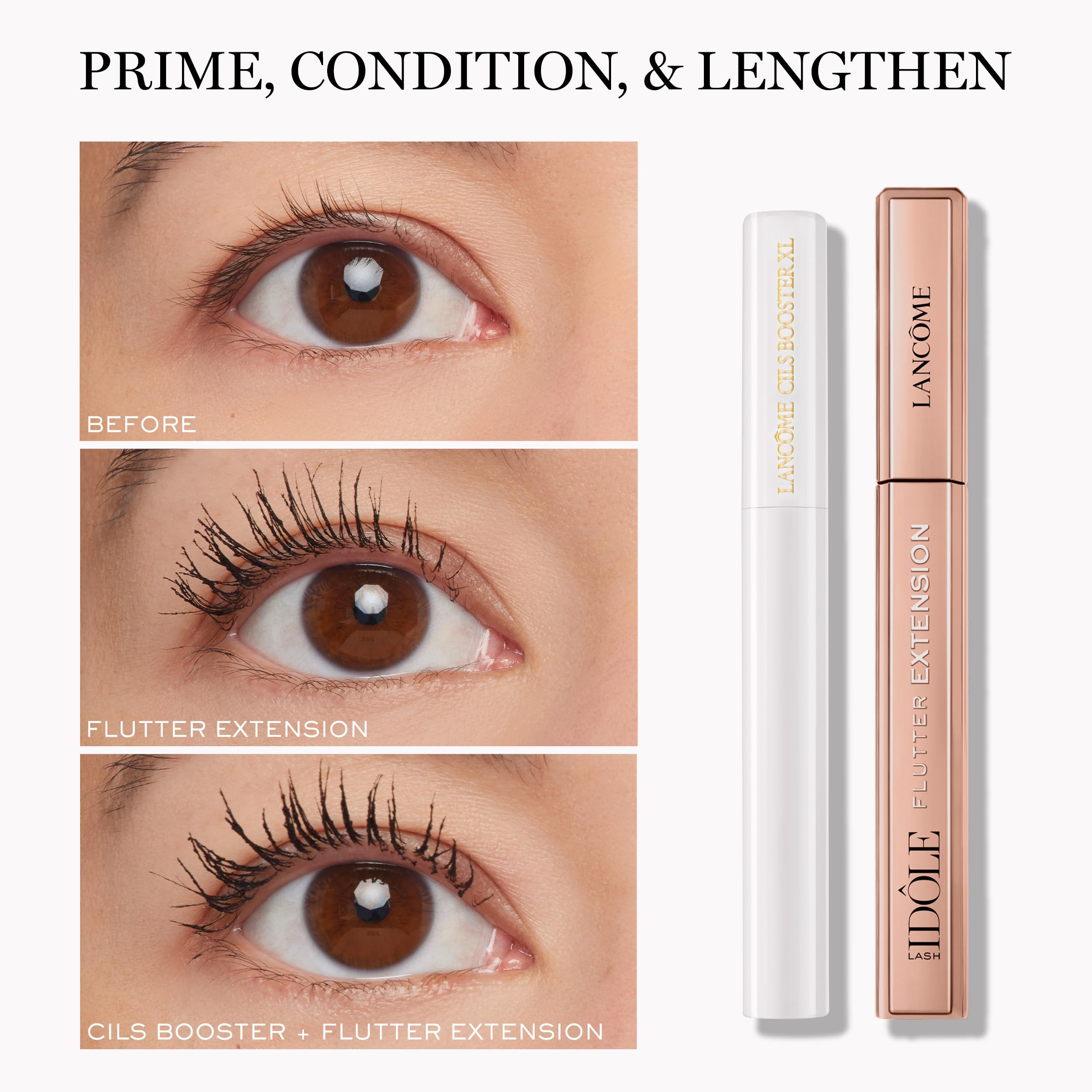 Lancôme Lash Idôle long-lashes flutter look on eyes.
