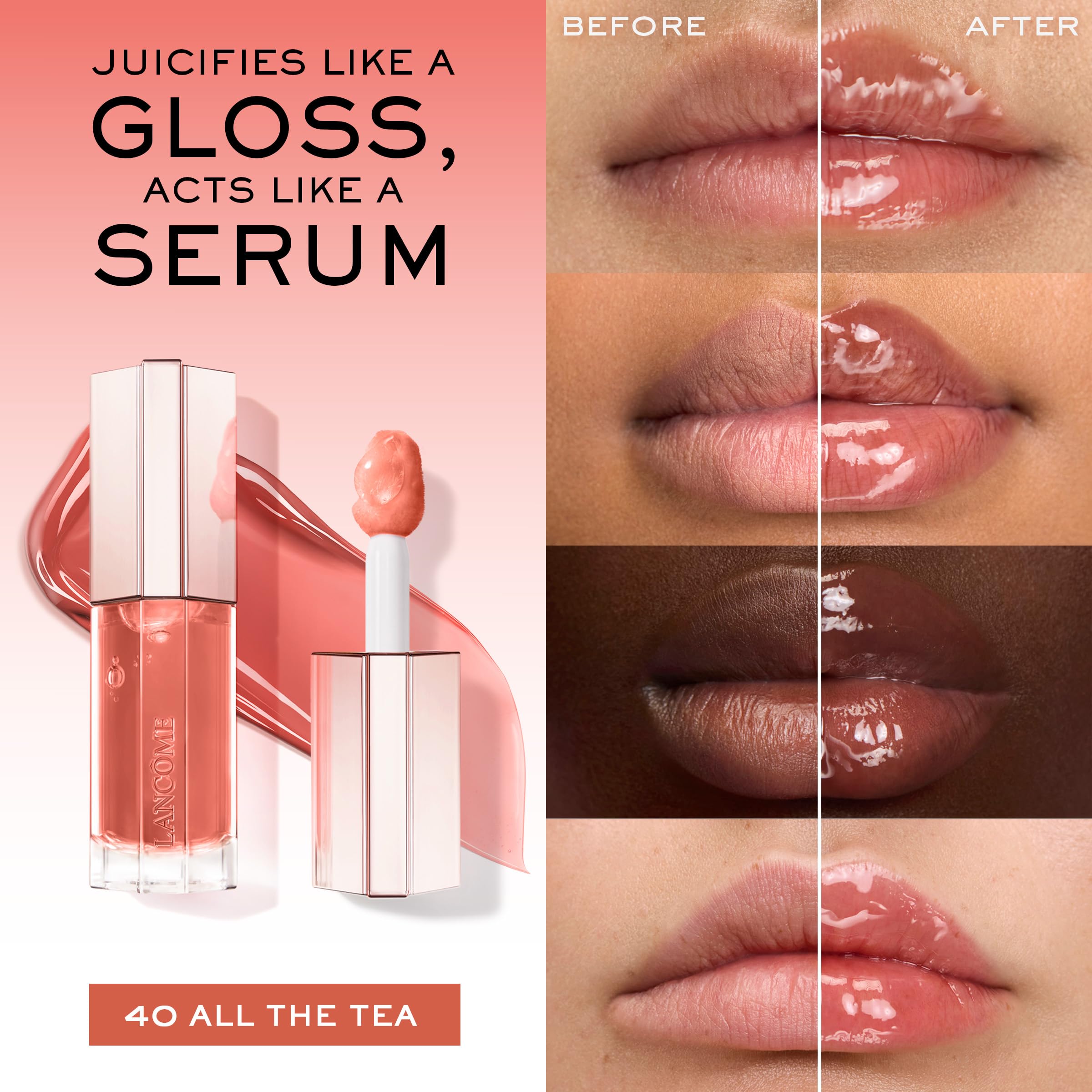 Lancôme Lip Idôle JuicyTreat jumbo applicator in action shaping a neat lip contour.