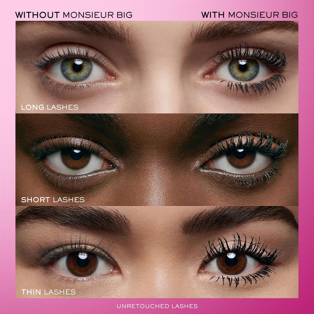Lancôme Monsieur Big Waterproof Mascara wand application shows quick, buildable length without clumps.