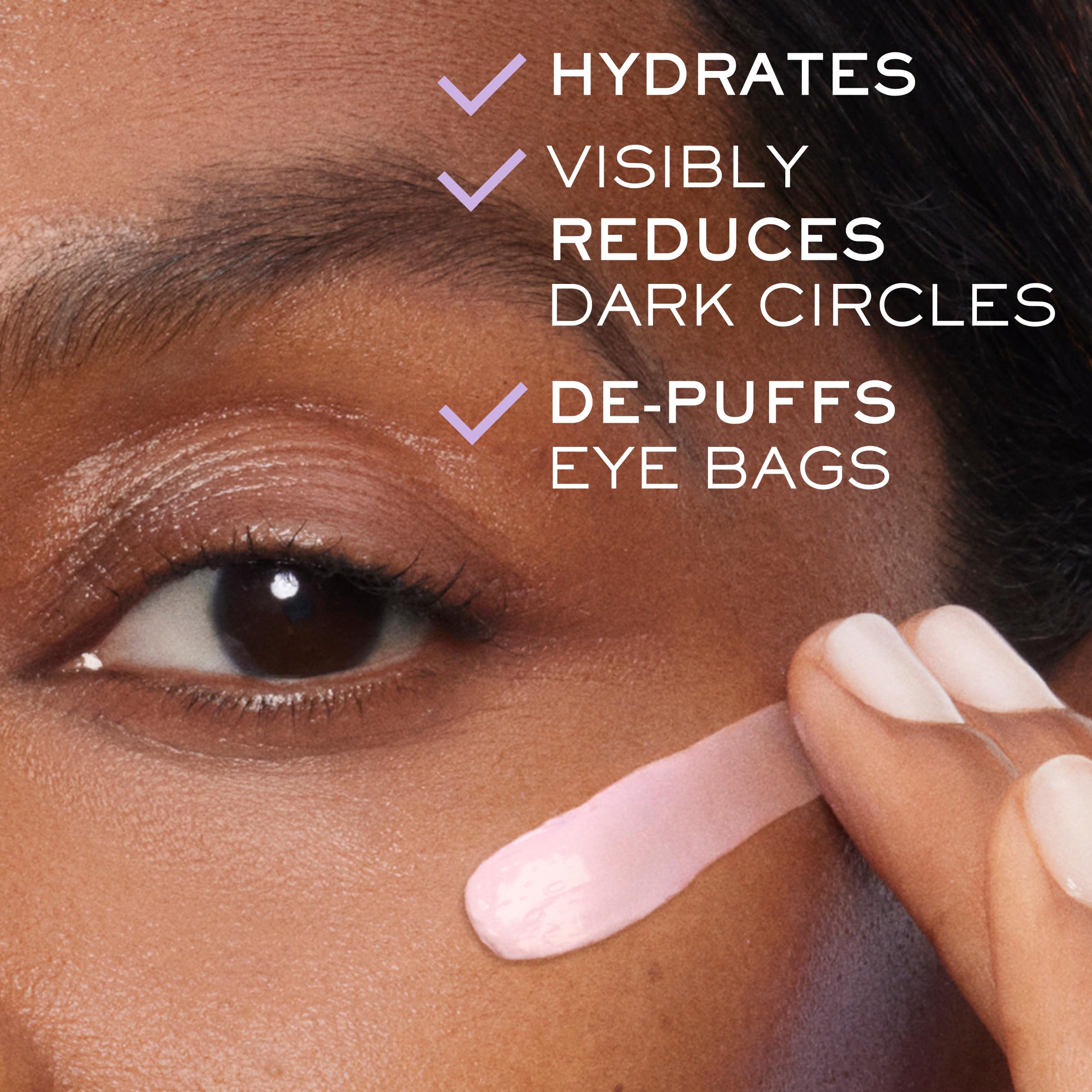 Lancôme Rénergie eye cream hydration swatch emphasizing long-lasting moisture.