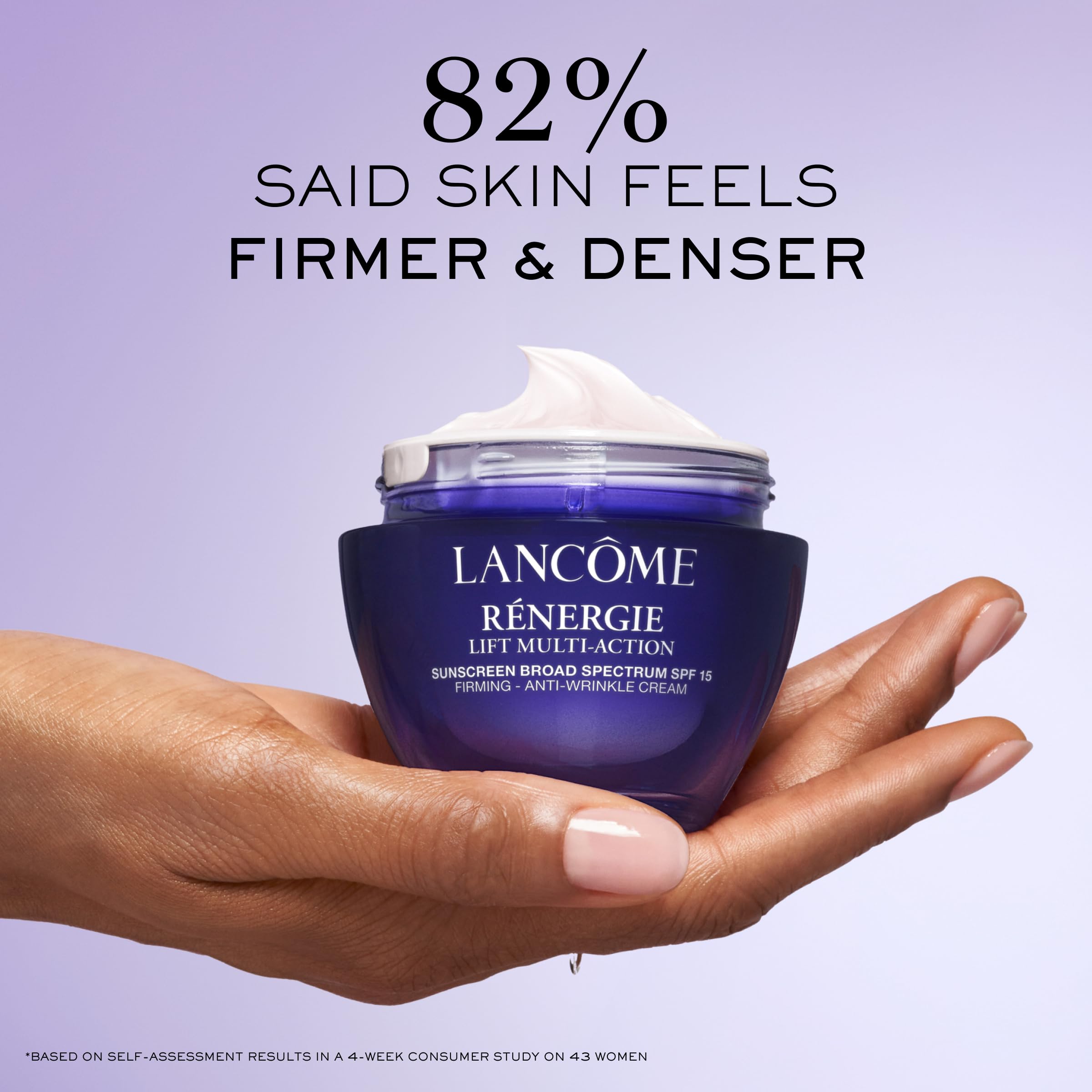 Lancôme Rénergie Lift Multi-Action SPF 15 texture on hand demonstrating hydration.