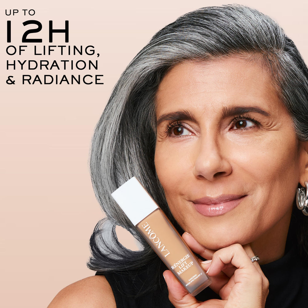 Lancôme Renergie Lift Foundation lifestyle shot demonstrates all-day wear confidence.