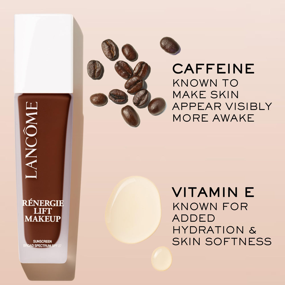 Lancôme Renergie Lift long-wear close-up suggests transfer-resistant, comfortable wear all day.