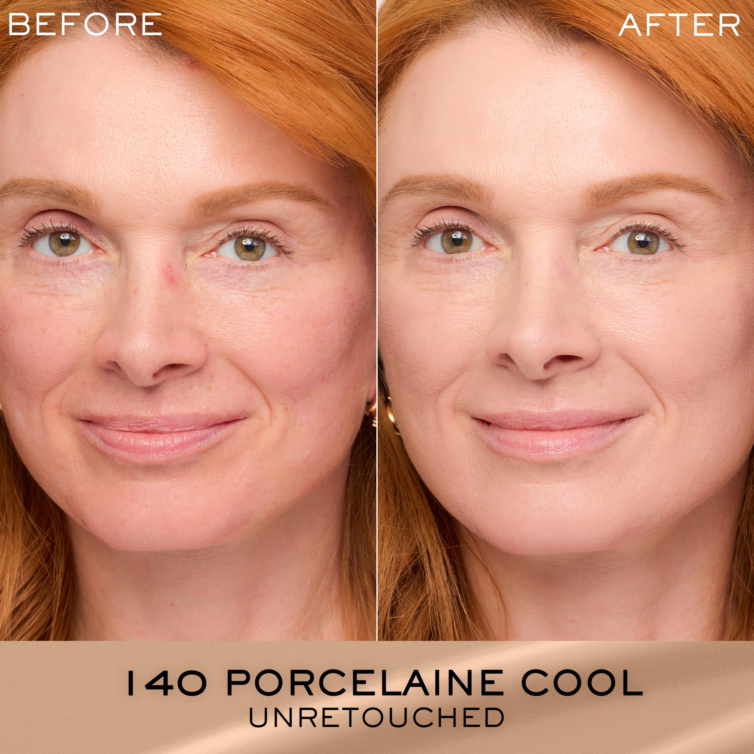 Lancôme Renergie Lift makeup swatches demonstrate medium-to-full coverage on skin