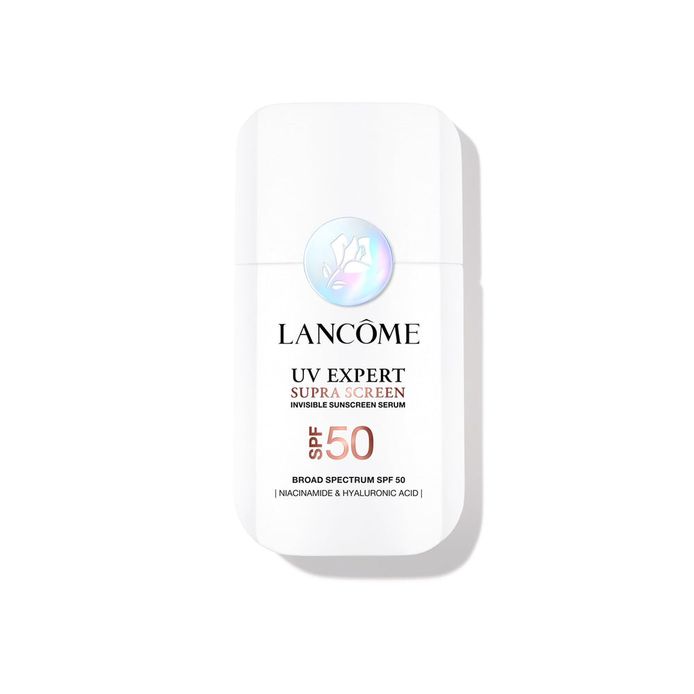 Lancôme Supra Screen bottle close-up for daily SPF 50+ protection.