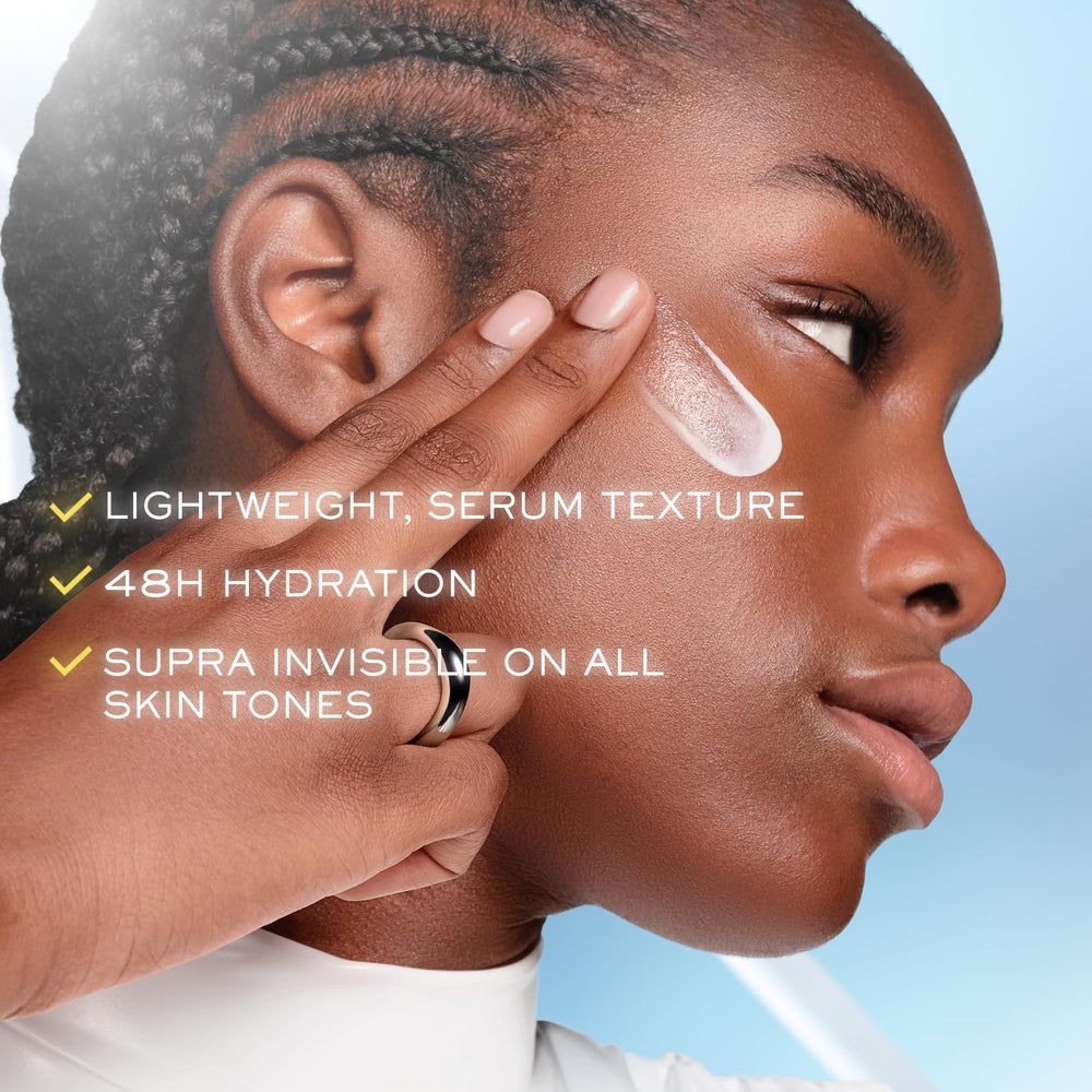 Lancôme Supra Screen broad-spectrum SPF 50 protection on skin.