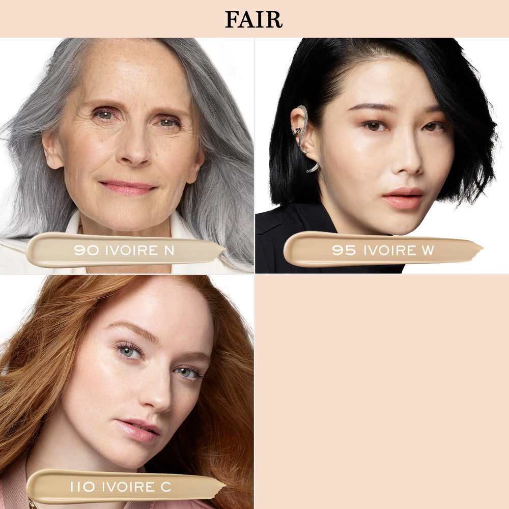 Lancôme Teint Idole Ivory Cool swatch demonstrates shade and undertone.