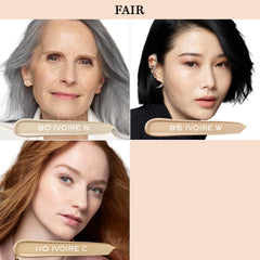 Lancôme Teint Idole Ivory Cool swatch demonstrates shade and undertone.
