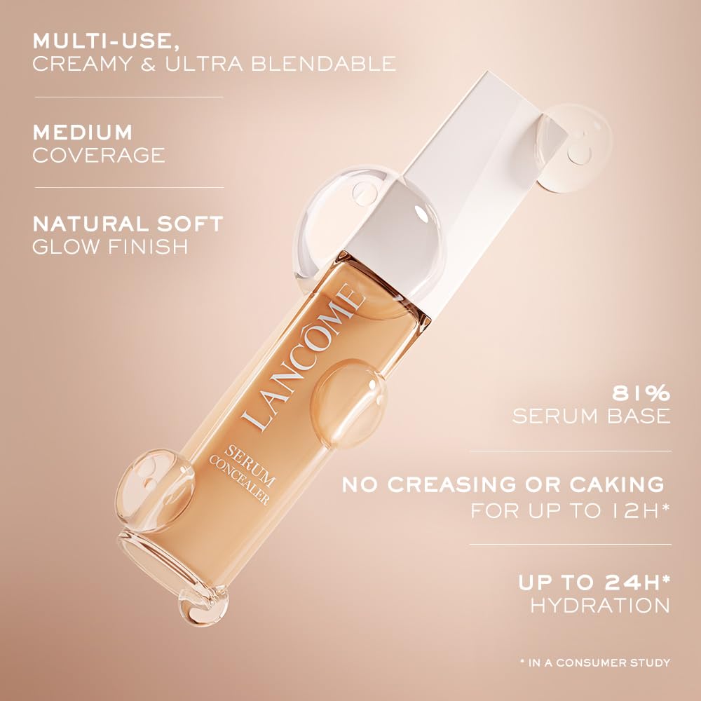Lancôme Teint Idole serum concealer close-up showing creamy texture and soft glow.