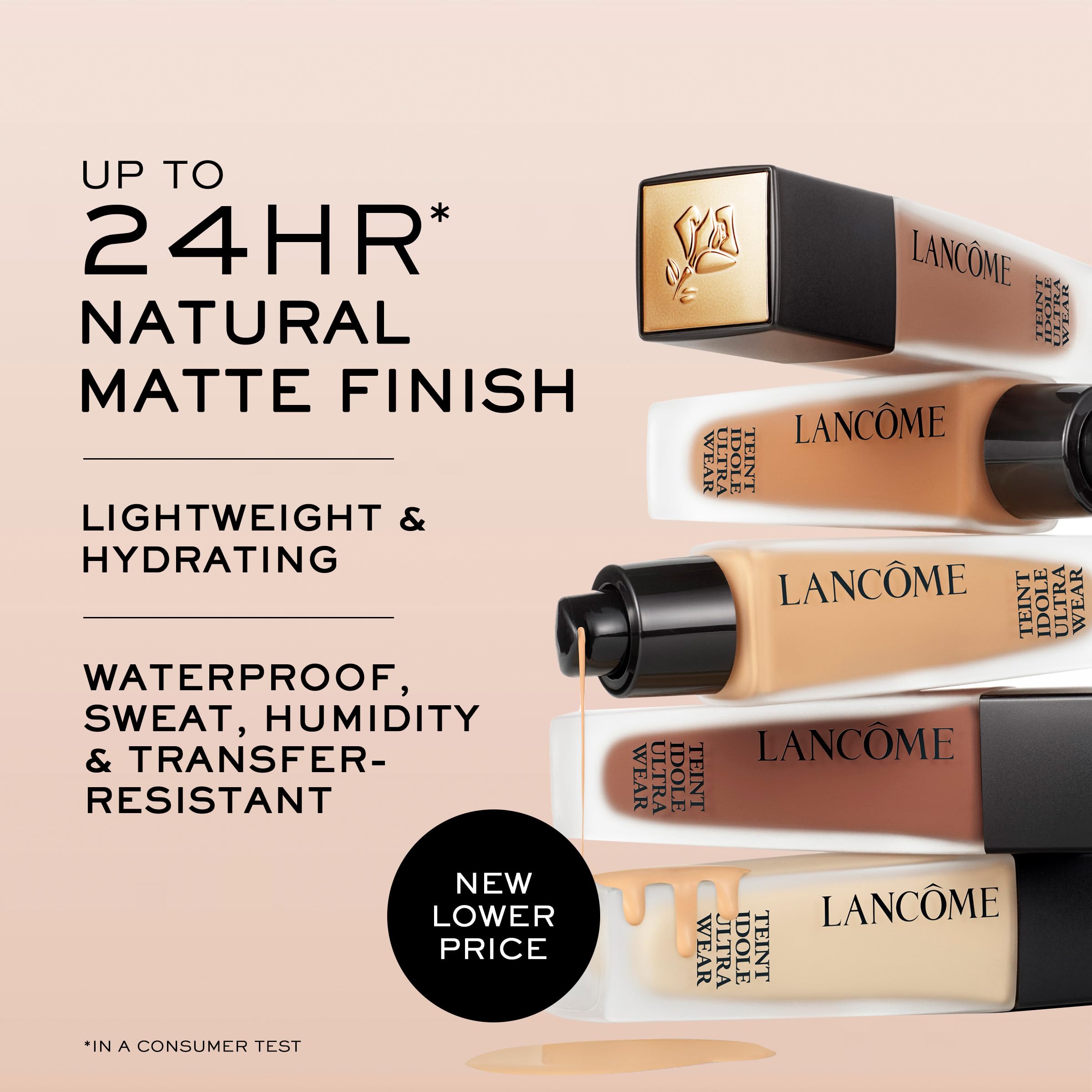 Lancôme Teint Idole Ultra Wear bottle-pump close-up highlights easy, precise application.