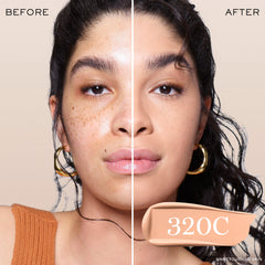 Lancôme Teint Idole Ultra Wear swatch 320C, cool rosy undertones for seamless shade matching.