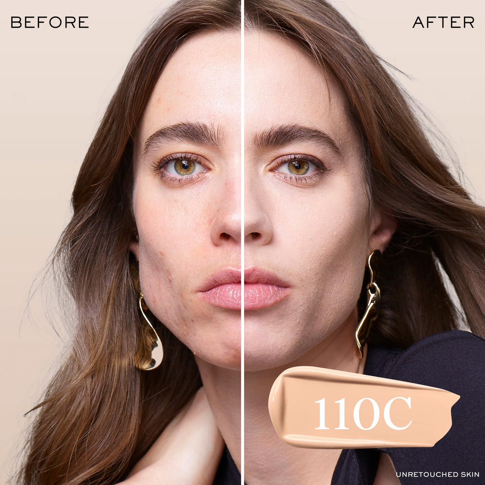 Lancôme Teint Idole Ultra Wear skin swatch showing buildable coverage.