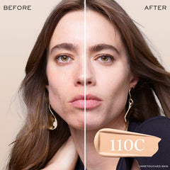 Lancôme Teint Idole Ultra Wear skin swatch showing buildable coverage.