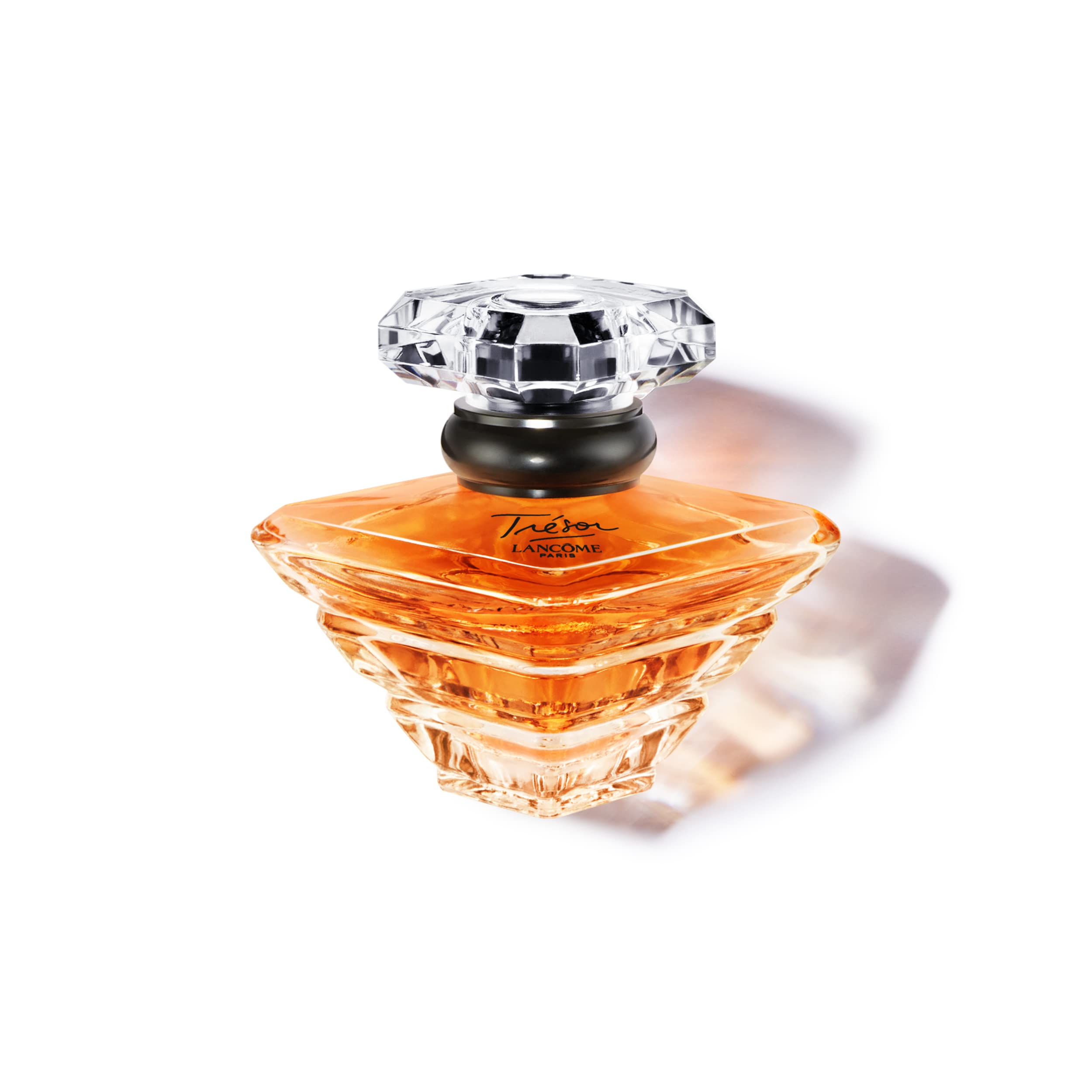 Lancôme Trésor bottle-angle with diamond cap conveys timeless romance and elegance