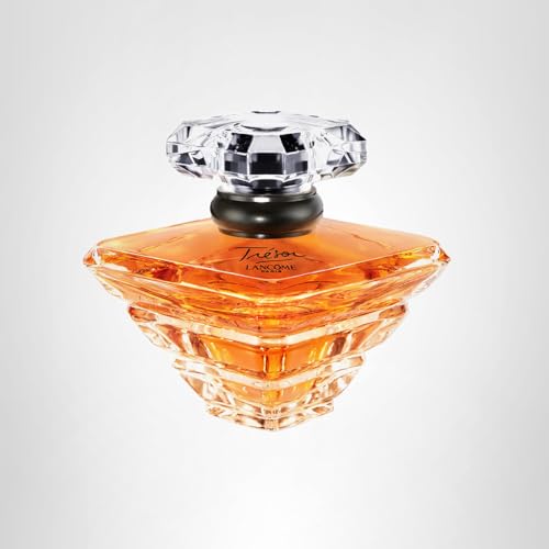 Lancôme Trésor crystal bottle with diamond cap signals luxury and sophistication.