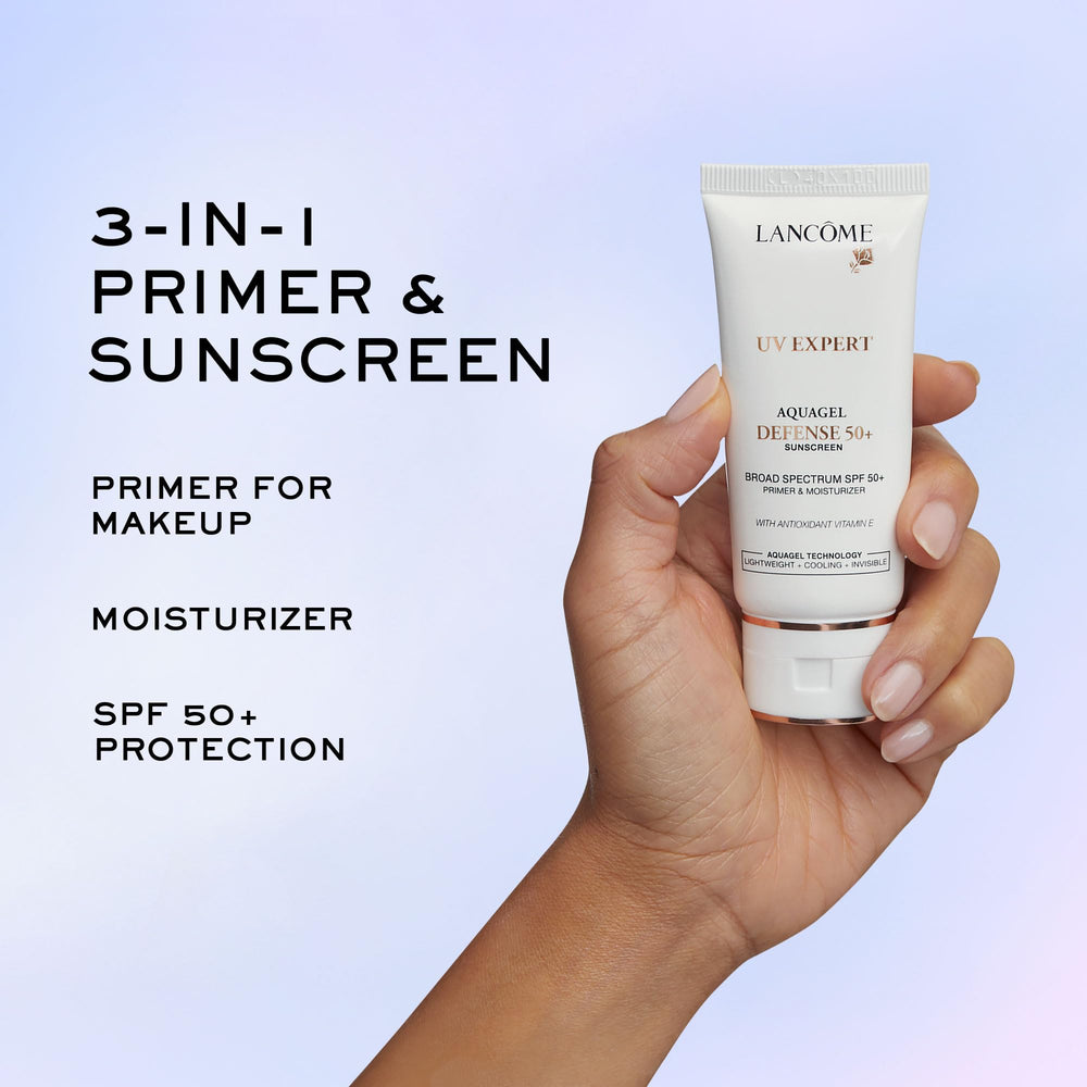 Lancôme UV Expert Defense SPF50 primer close-up with invisible, non-greasy finish