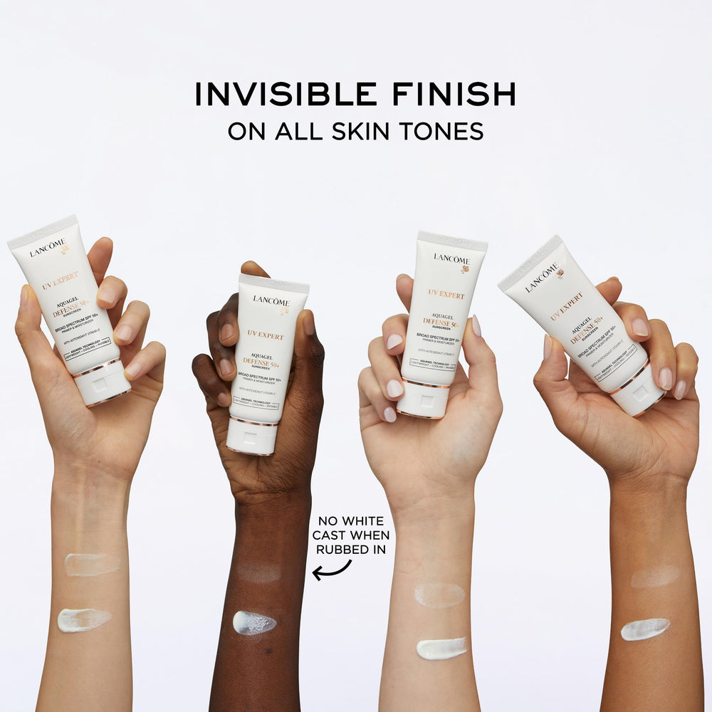 Lancôme UV Expert Defense SPF50 label highlighting broad spectrum sun protection