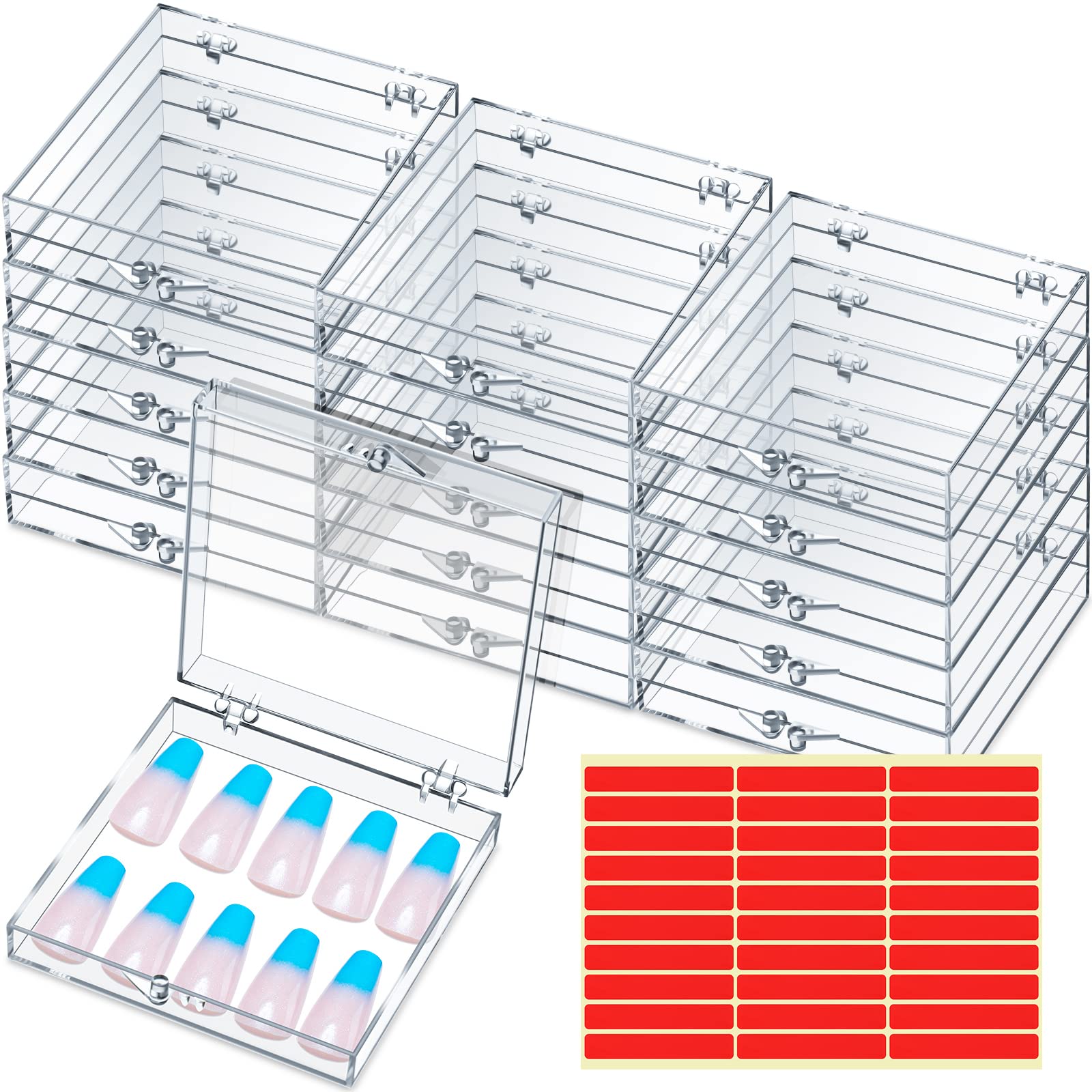 Landhoow nail-boxes-display-case keeping press-on nails organized and dust-free.