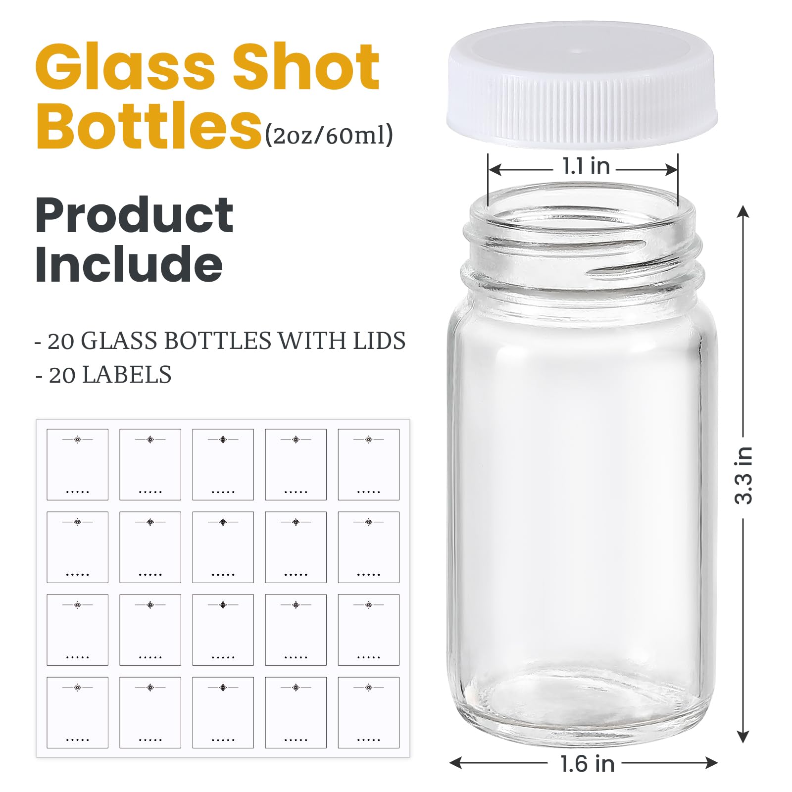 LANDNEOO blank labels for customizing ginger shots, juices, or samples