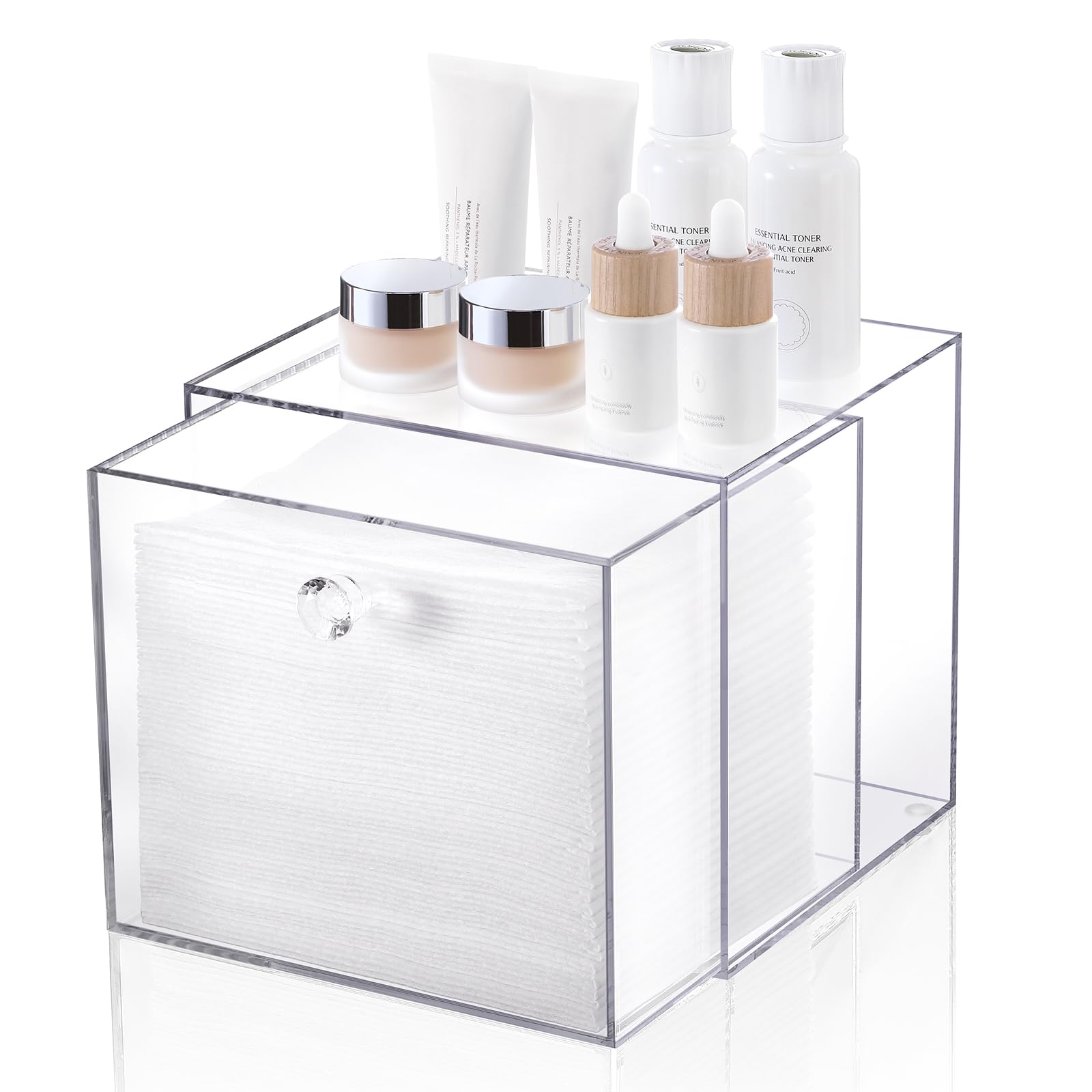 LANDNEOO caja acrílica para toallas faciales XL, ideal para organización en baño