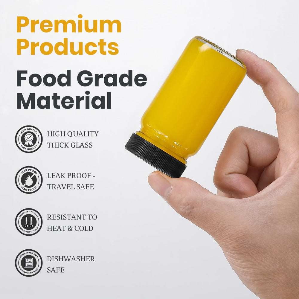 LANDNEOO wide-mouth glass bottle for easy filling and dispensing.
