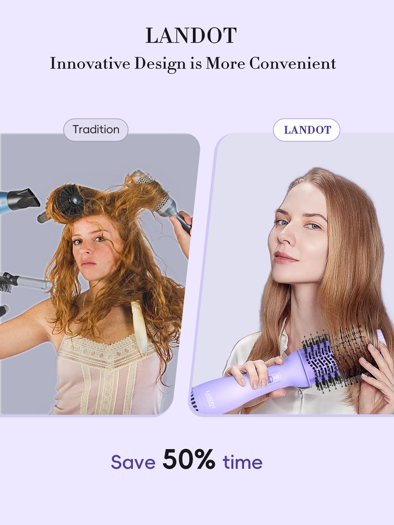 LANDOT 4-in-1 brush with ionic technology for smoother frizz-free styling