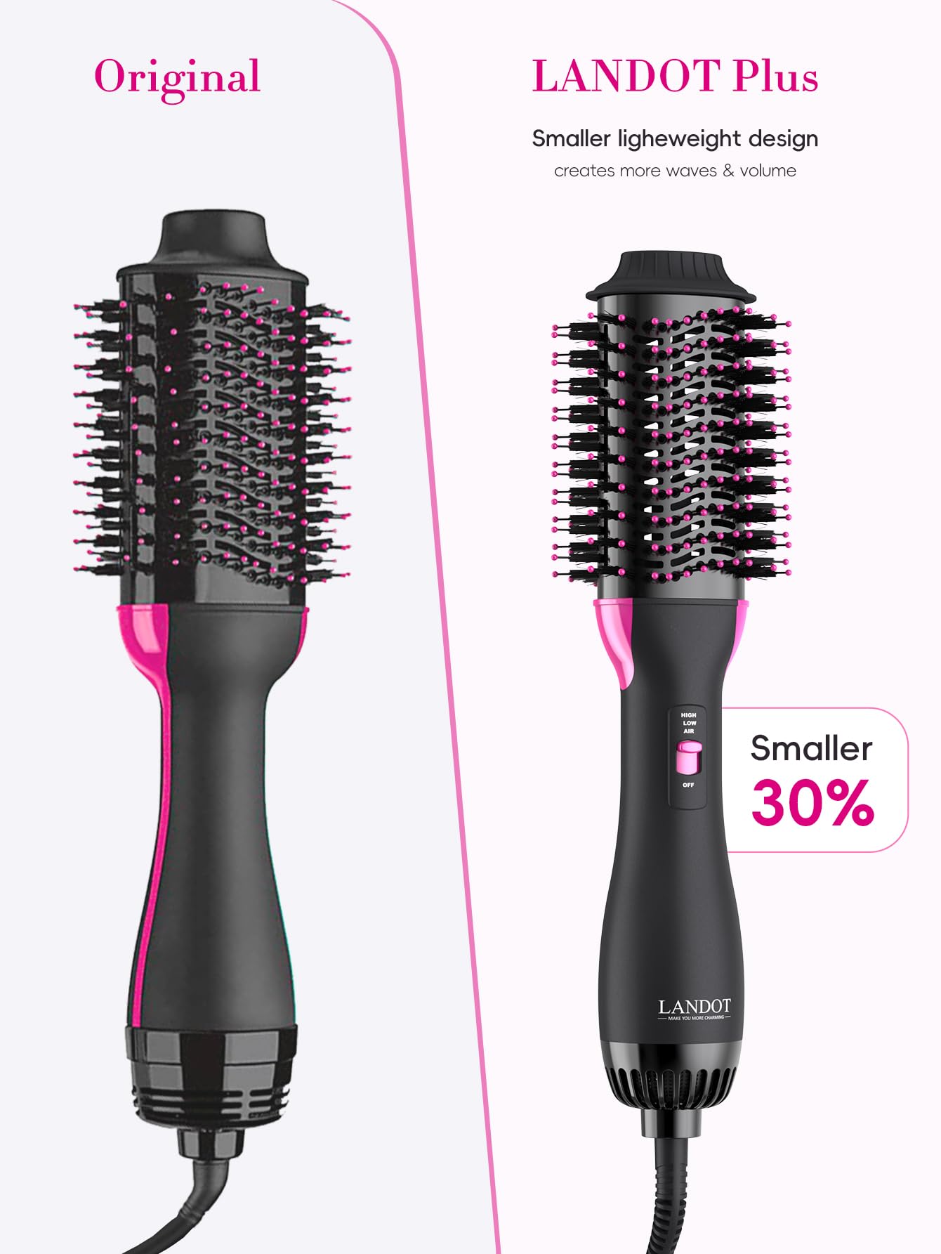 LANDOT 60mm oval barrel ideal for medium-to-long hair styling
