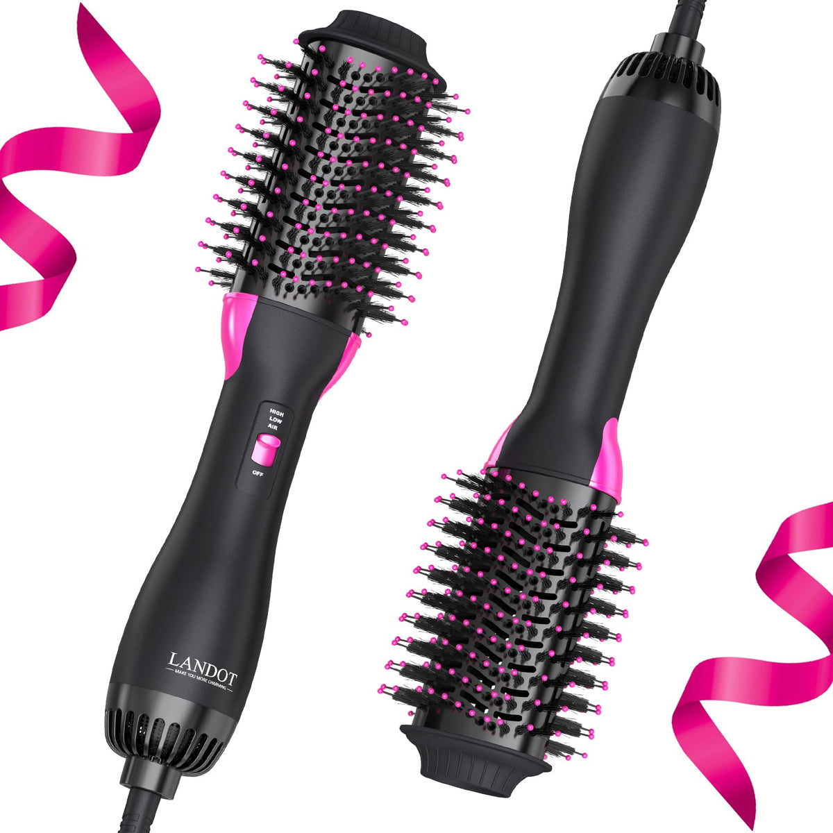LANDOT hair dryer brush with oval 60mm barrel for fast salon-style blowouts