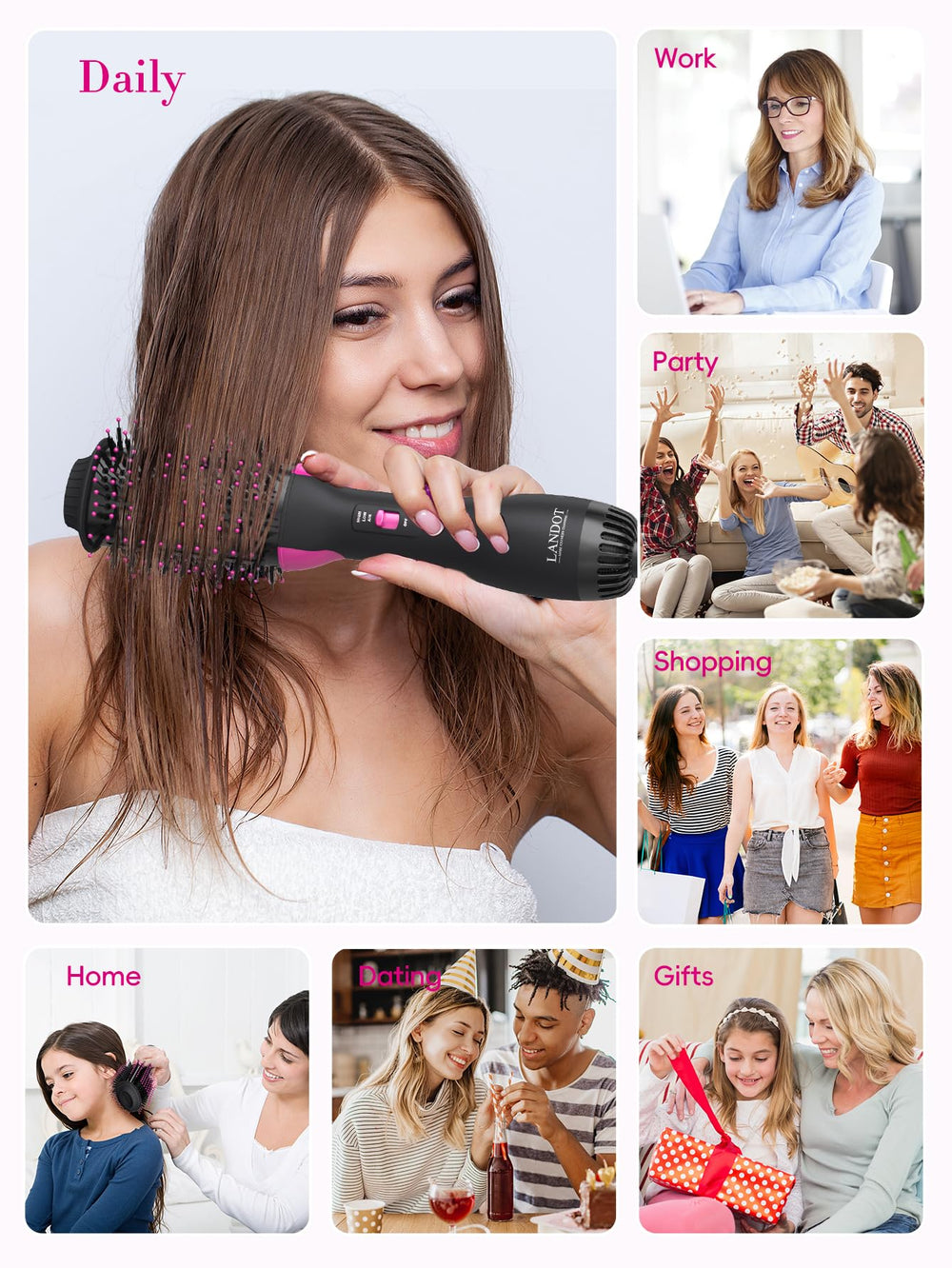 LANDOT hair dryer brush ETL certified for safe U.S. use
