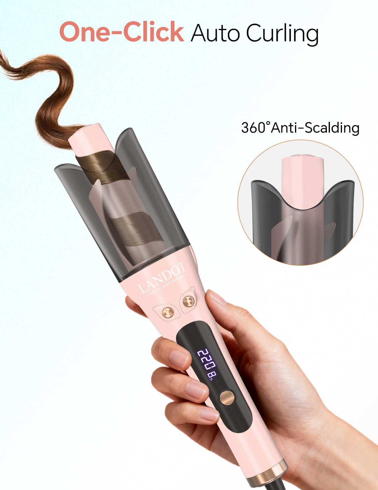 LANDOT 1-inch iron offers 8 adjustable temperatures for soft waves to curls.
