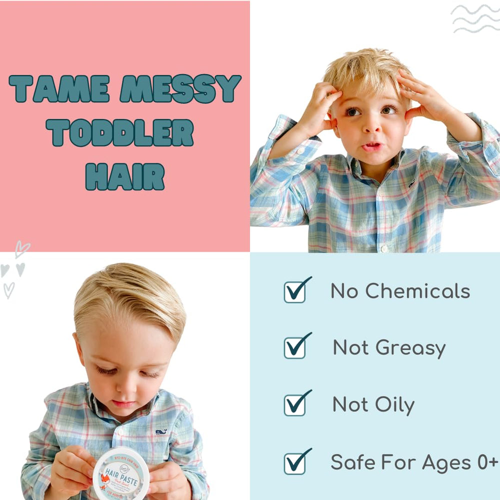 Lane & Co. Hair Paste kids styling illustrates versatile, light-to-medium hold for children.