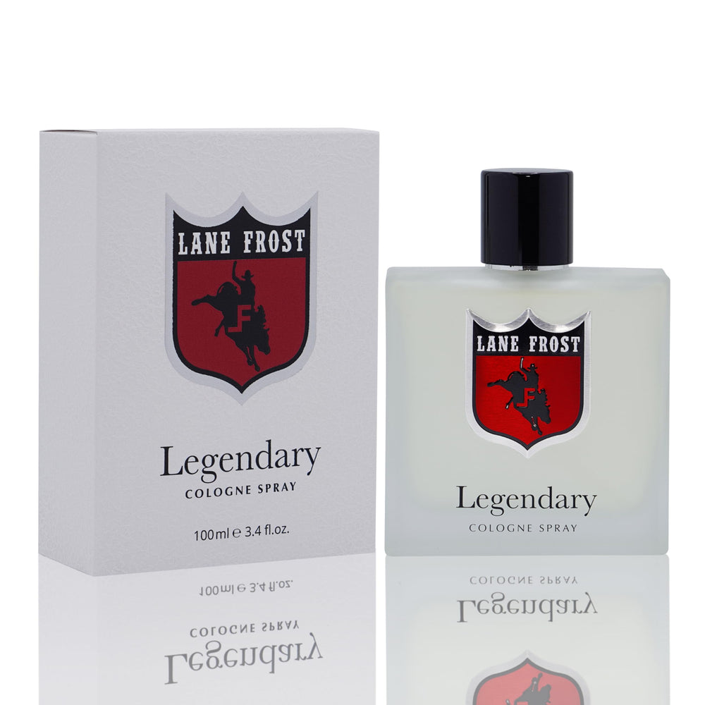 Lane Frost Legendary Cologne bottle front view with crisp citrus for everyday wear.