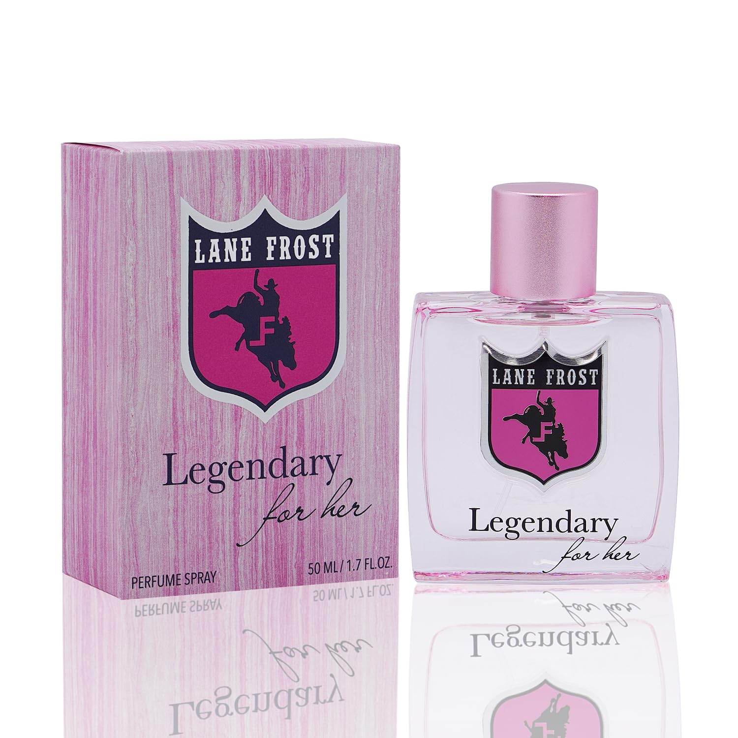 Lane Frost Legendary For Her bottle front showing a feminine silhouette and modern floral vibe for daytime wear