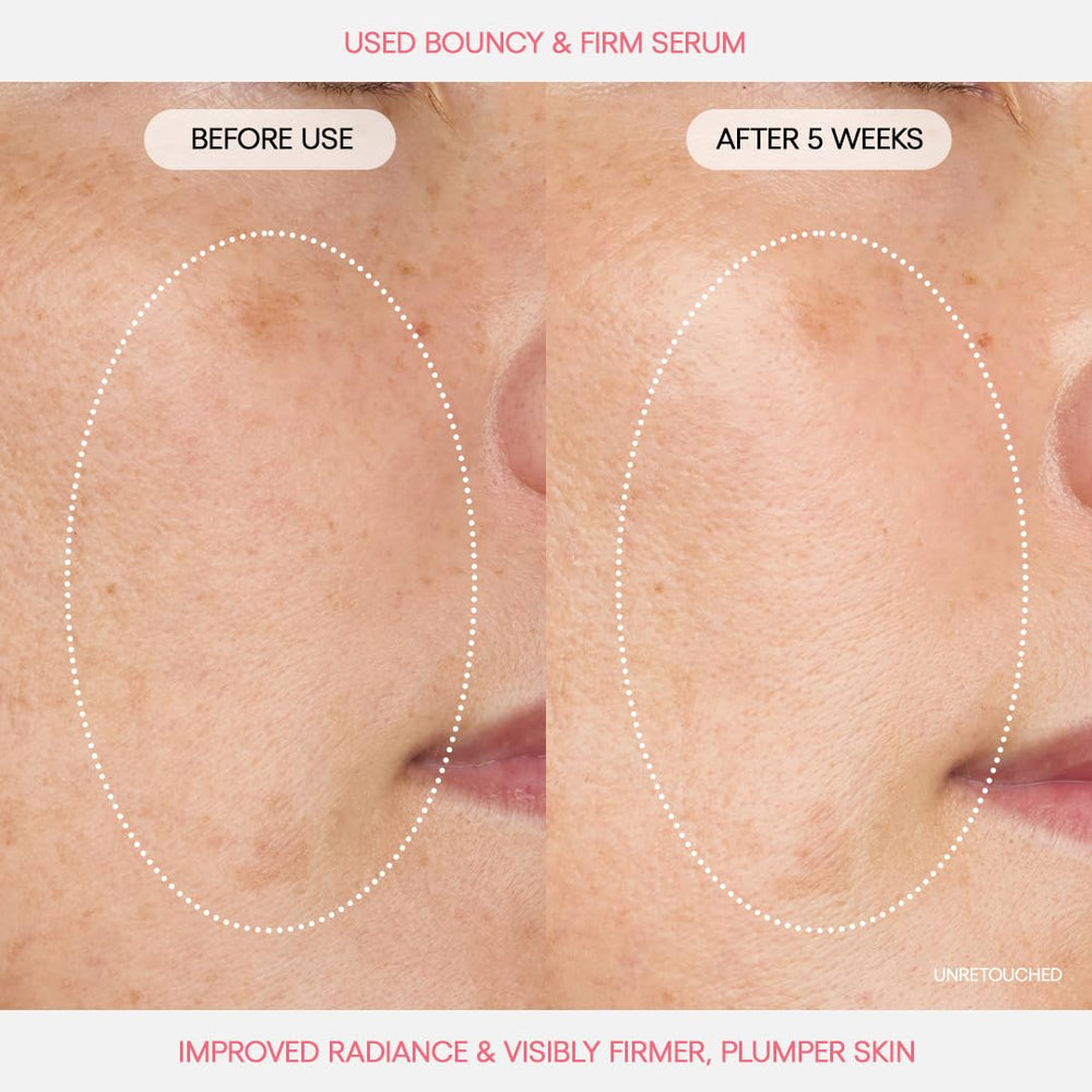 LANEIGE Bouncy & Firm Serum with Peony Complex illustration emphasizing nourishing ingredients.